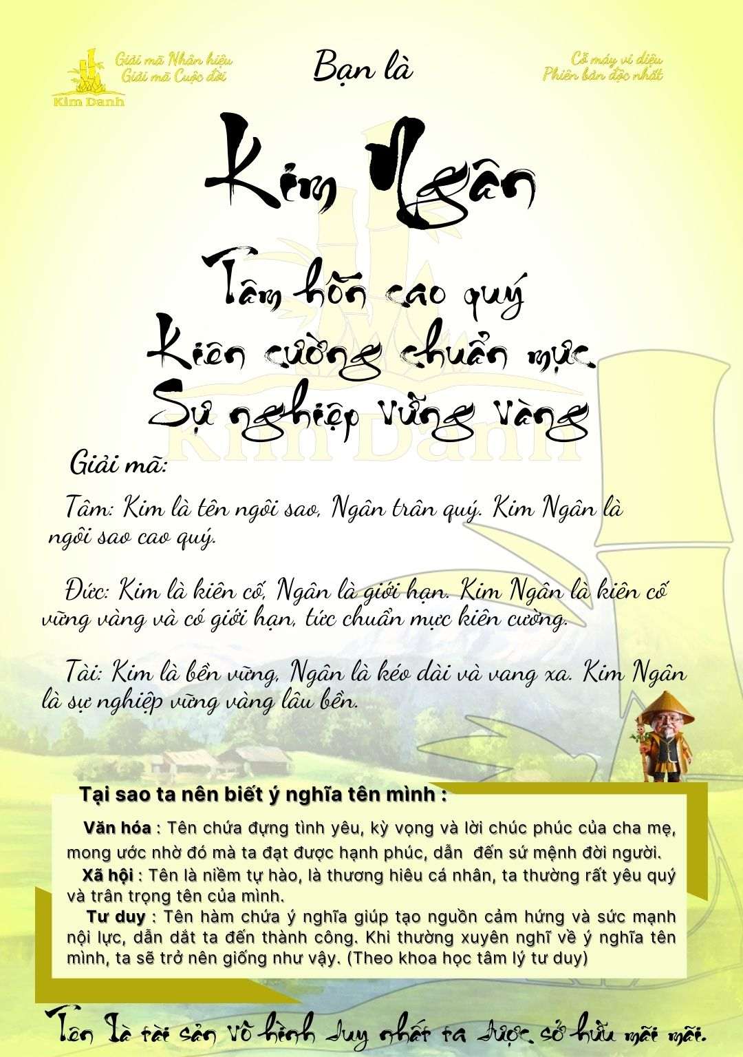 Ý nghĩa tên Kim Ngân 