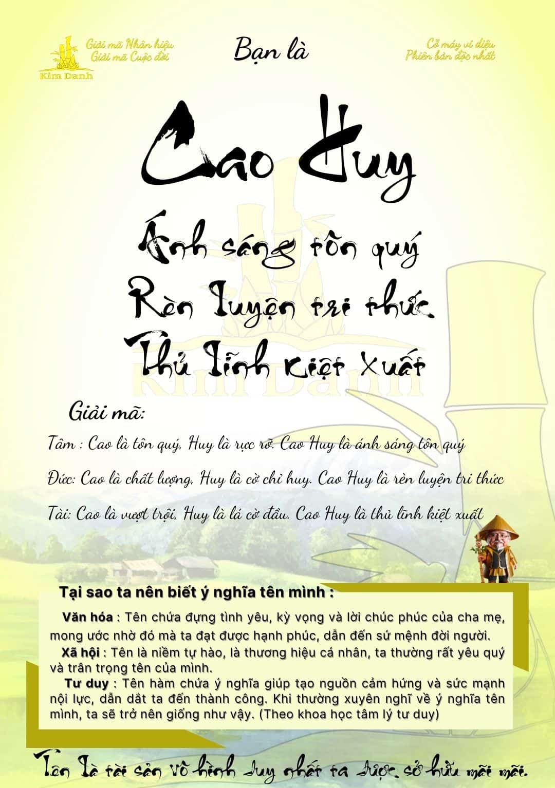 Ý nghĩa tên Cao Huy