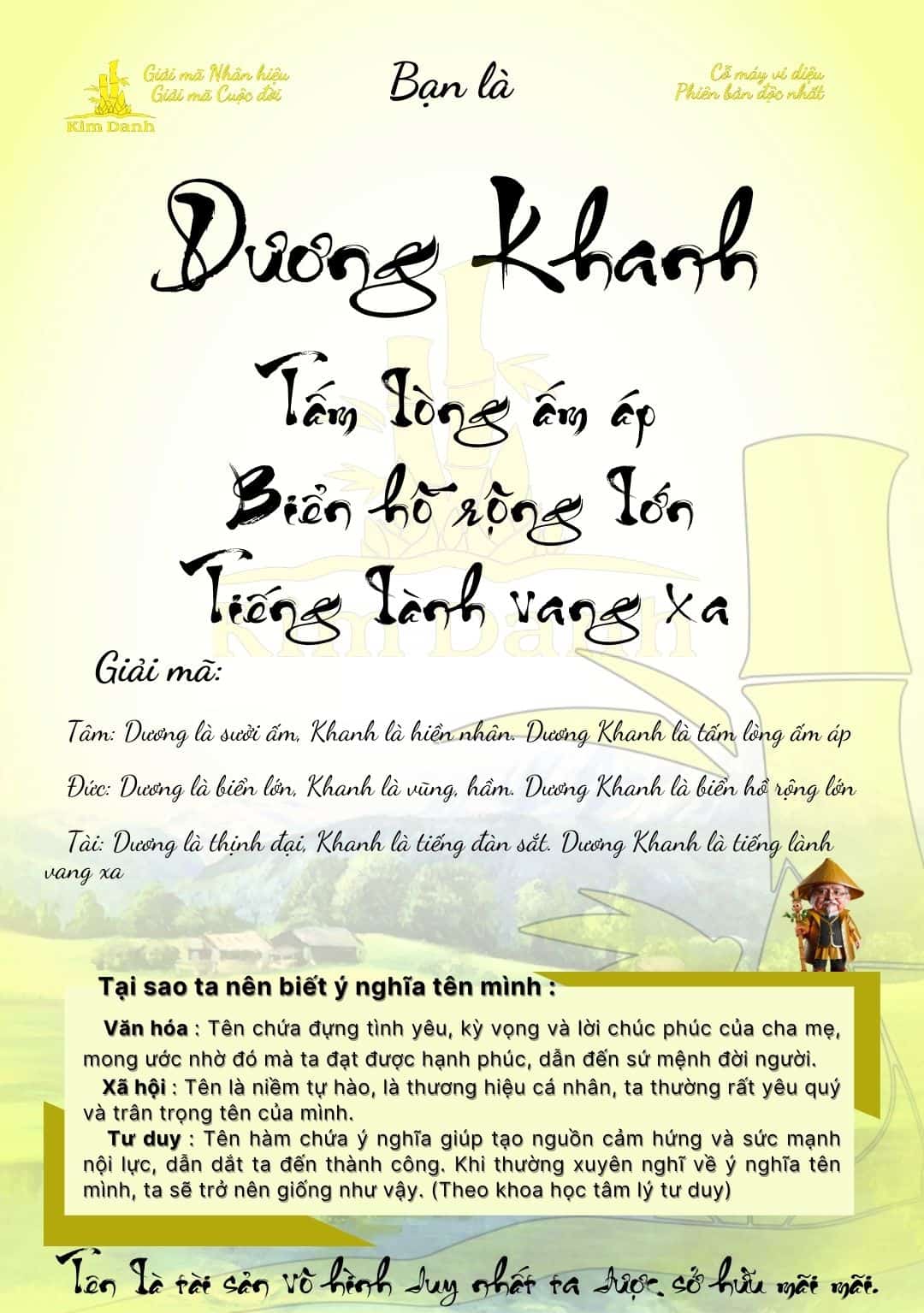 Ý nghĩa tên Dương Khanh