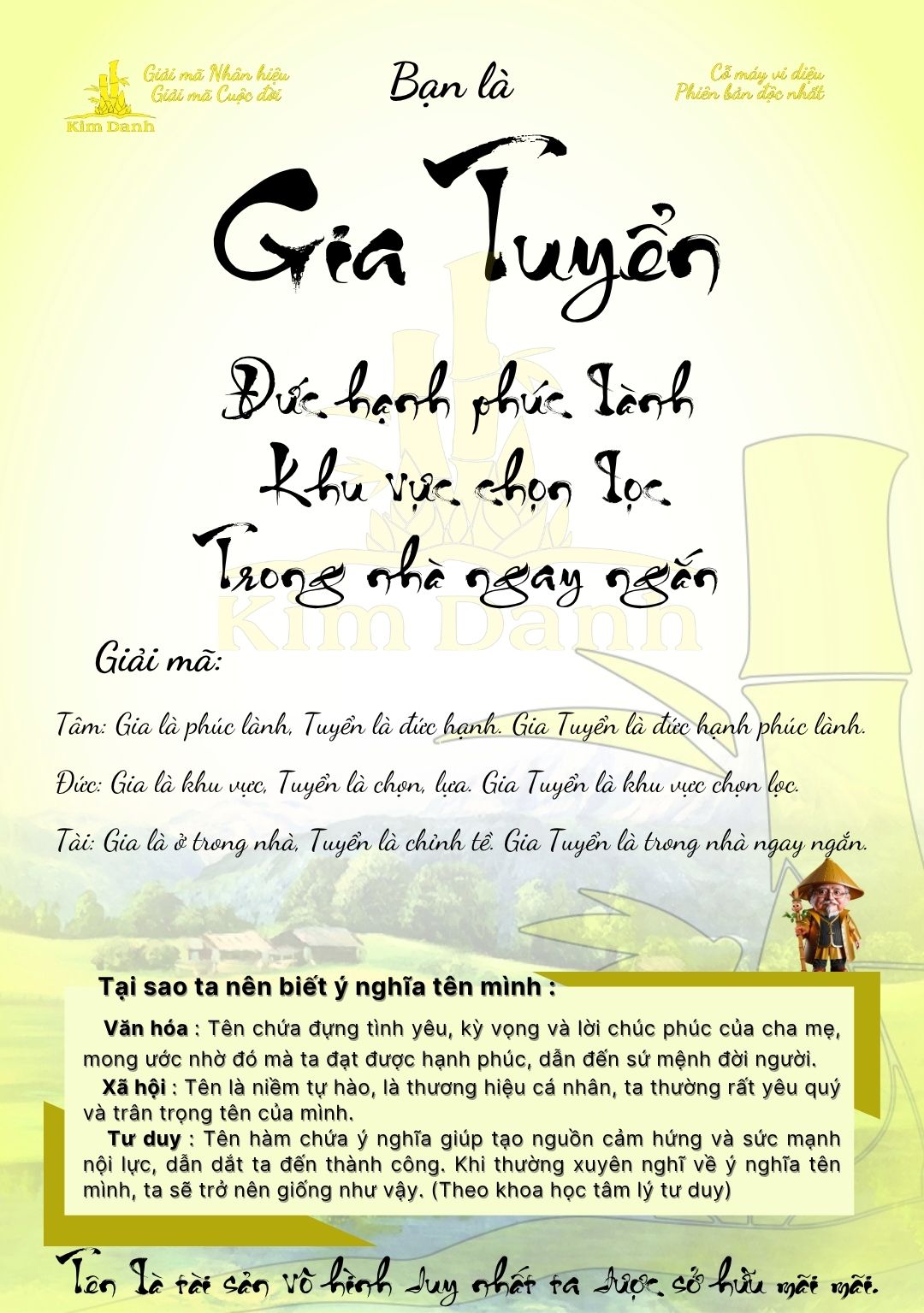 Giải mã ý nghĩa tên Gia Tuyển