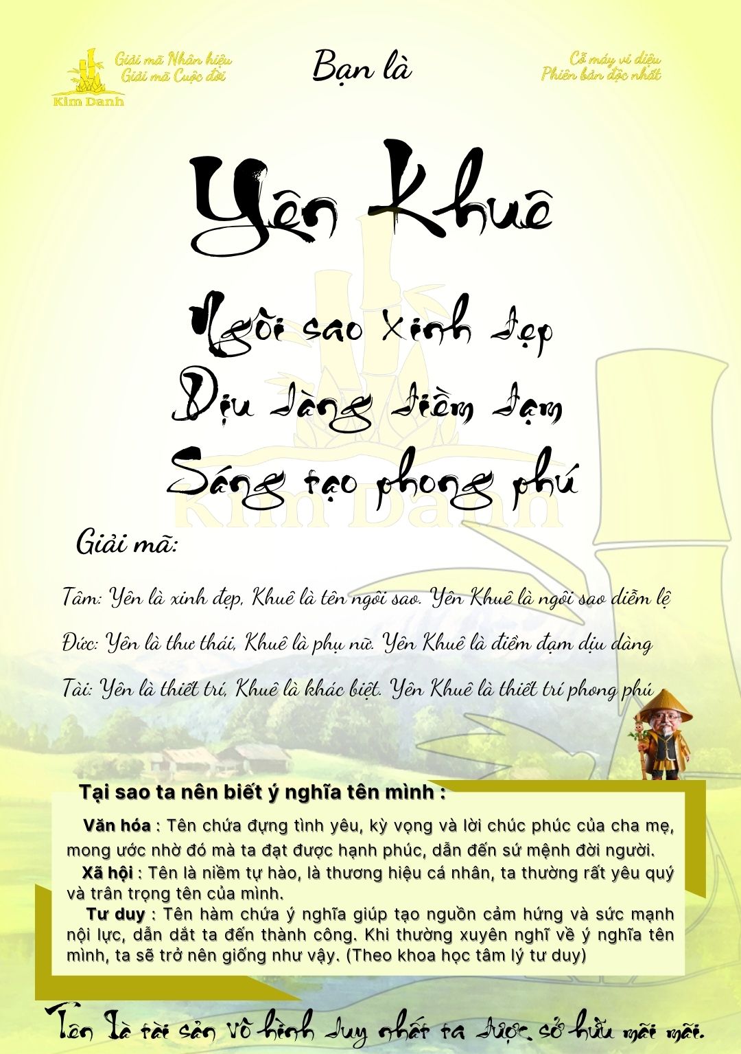 Giải mã ý nghĩa tên Yên Khuê