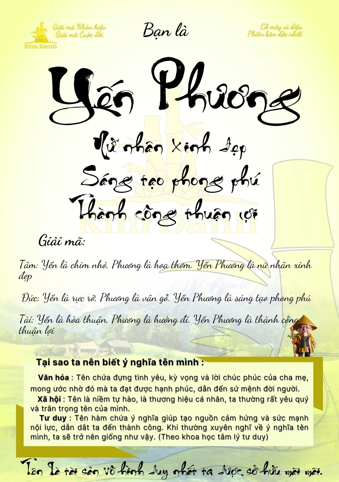 Giải mã ý nghĩa tên Yến Phương