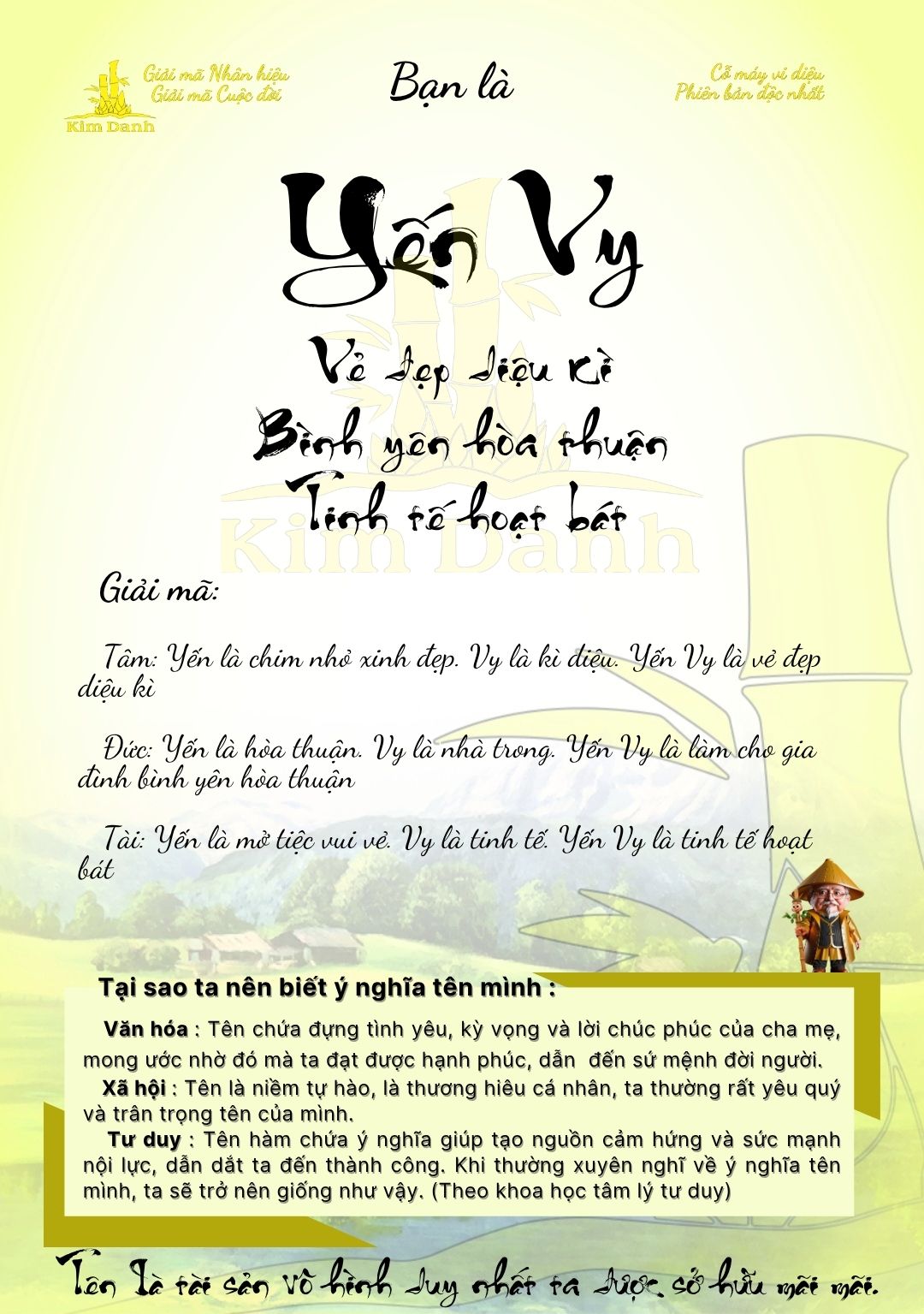 Giải mã ý nghĩa tên Yến Vy