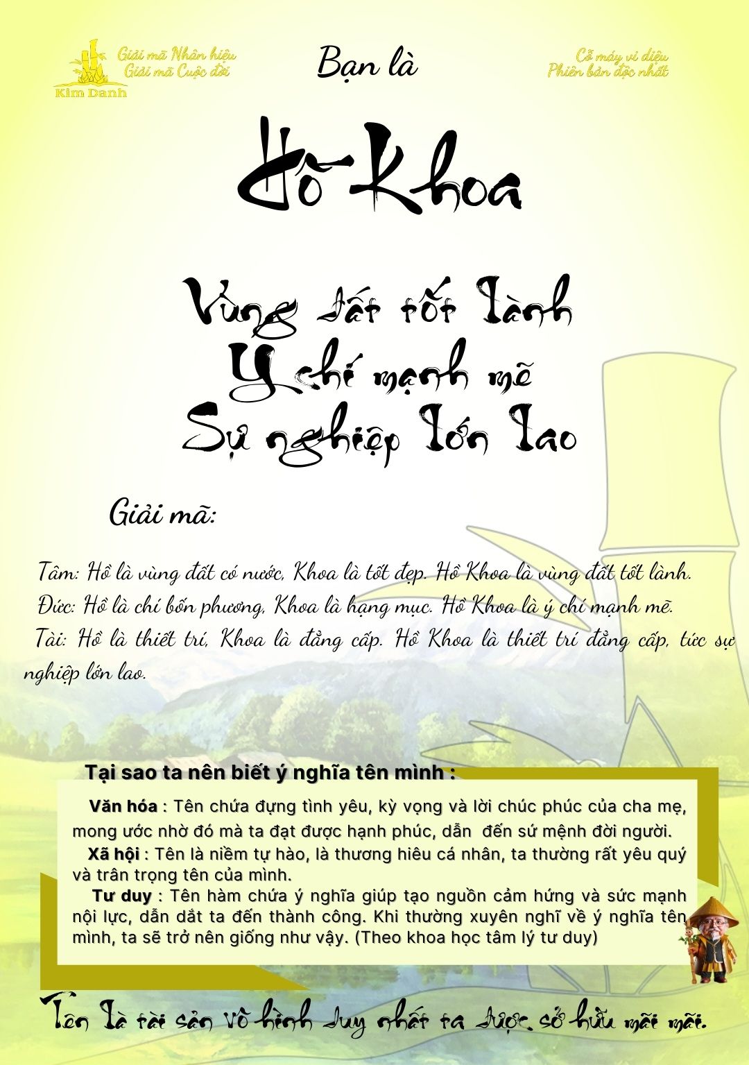 Giải mã ý nghĩa tên Hồ Khoa