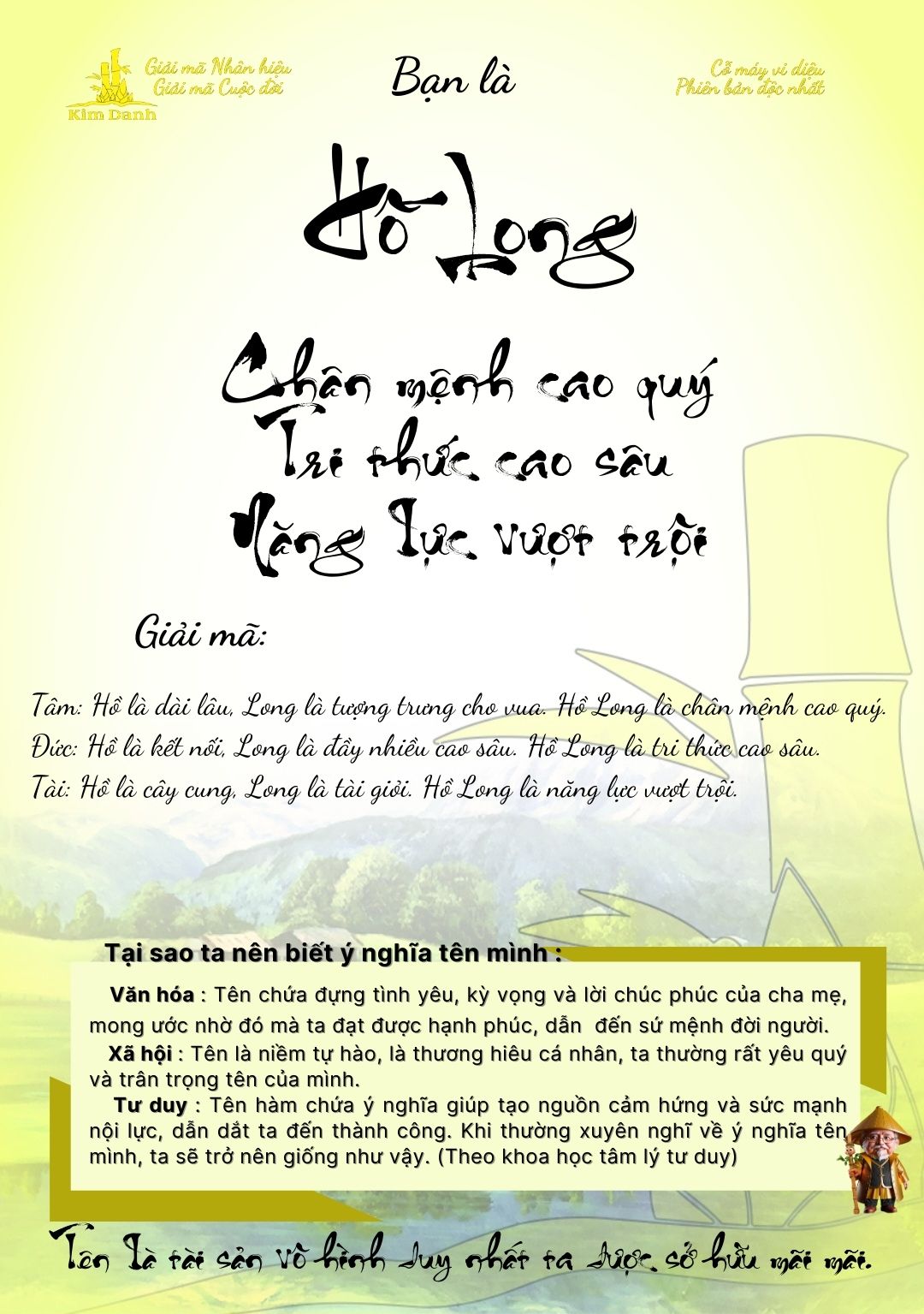 Giải mã ý nghĩa tên Hồ Long