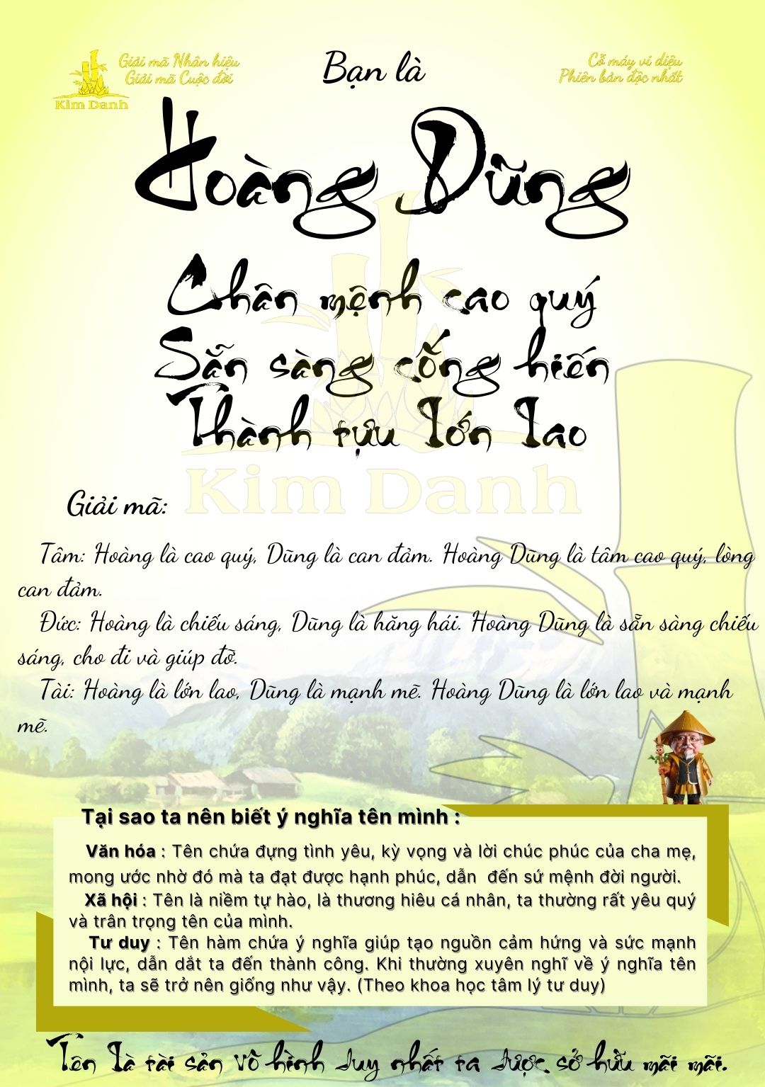 Giải mã ý nghĩa tên Hoàng Dũng