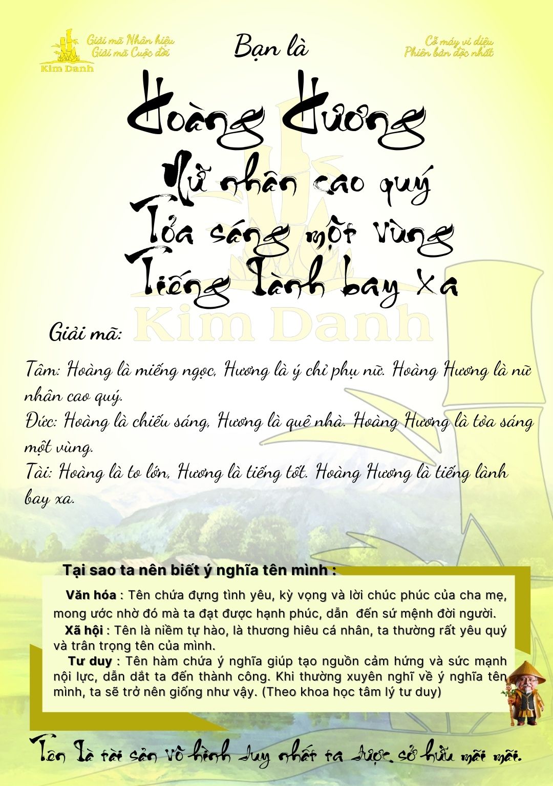 Giải mã ý nghĩa tên Hoàng Hương