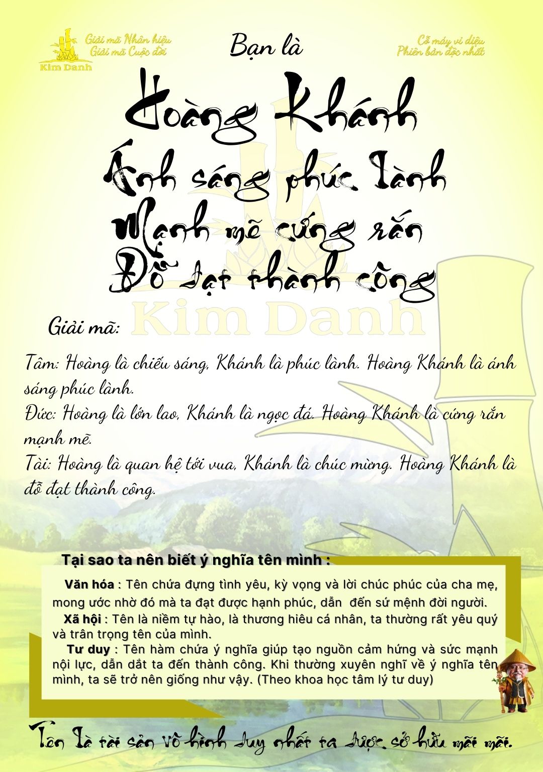 Giải mã ý nghĩa tên Hoàng Khánh