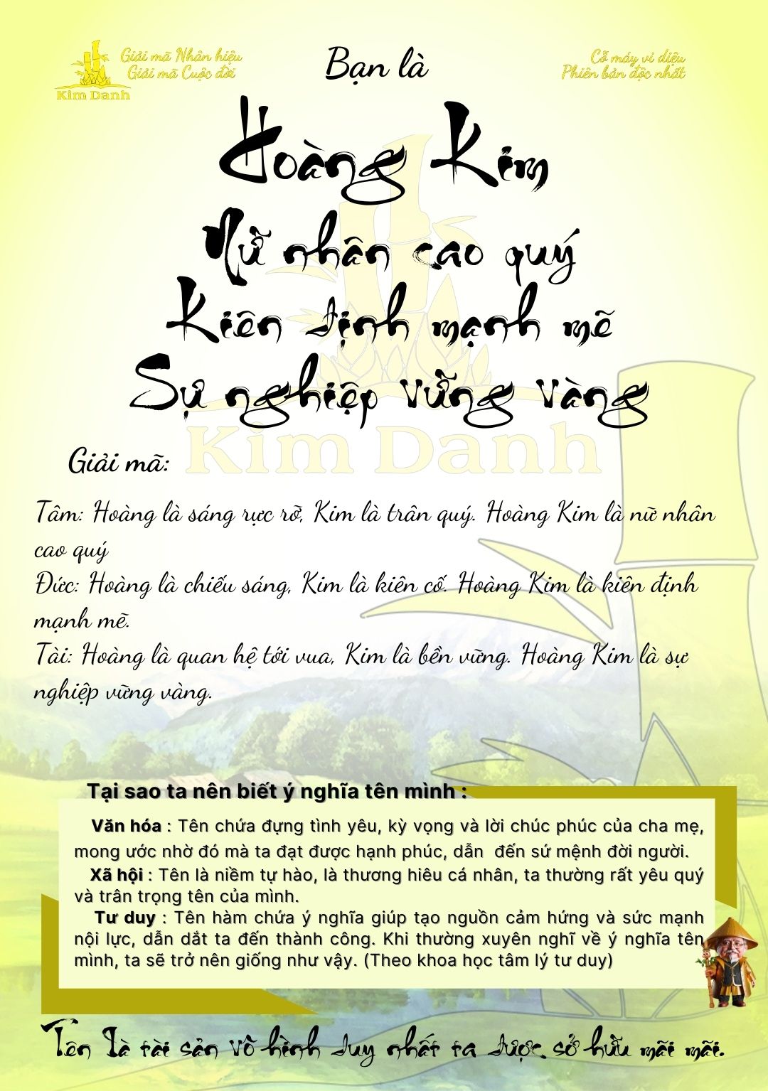 Giải mã ý nghĩa tên Hoàng Kim