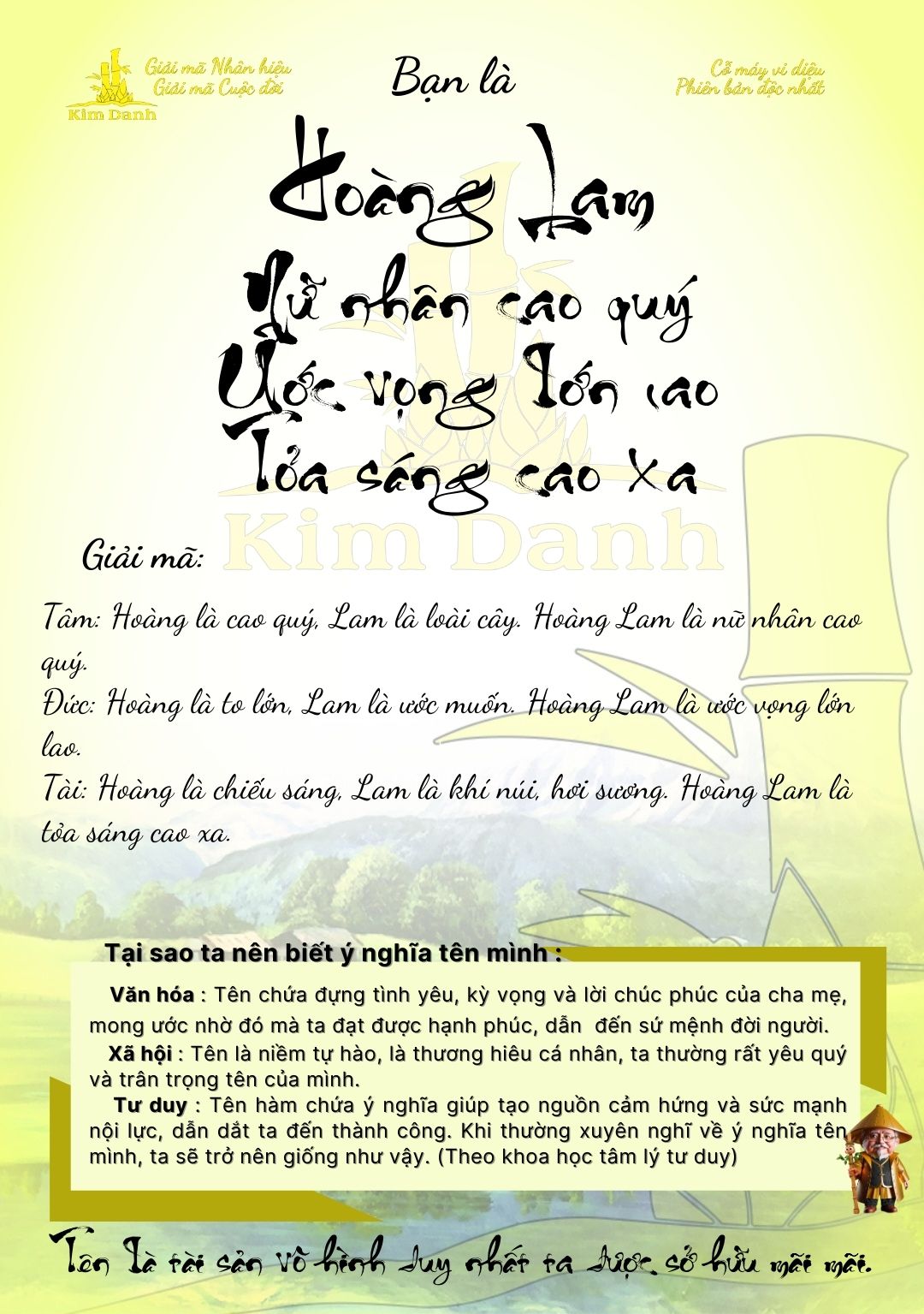 Giải mã nghĩa tên Hoàng Lam