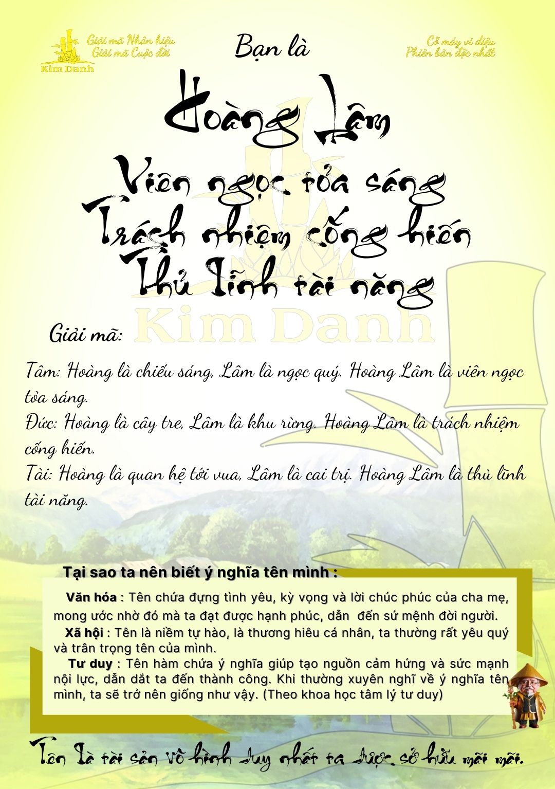 Giải mã ý nghĩa tên Hoàng Lâm