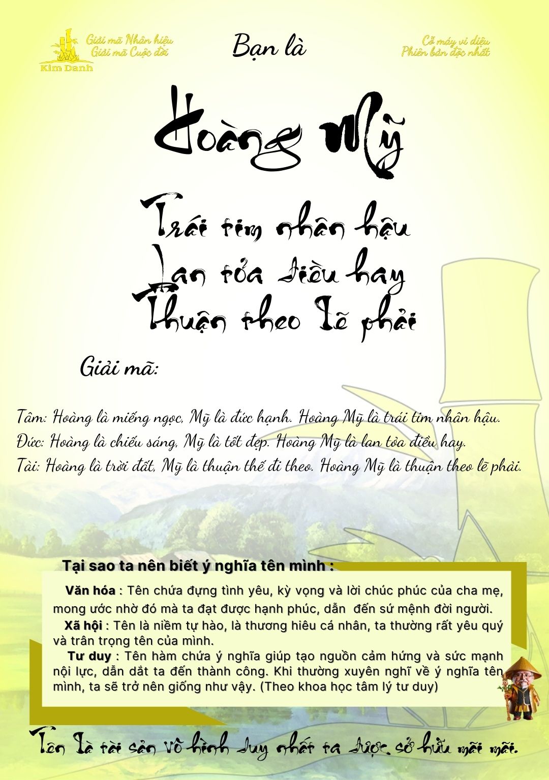 Giải mã ý nghĩa tên Hoàng Mỹ