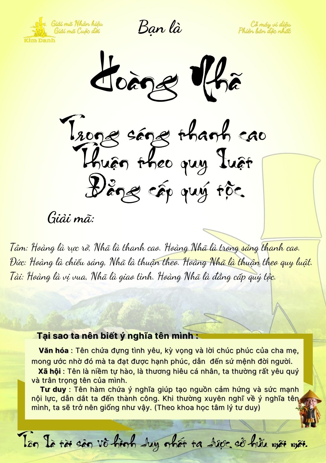 Giải mã ý nghĩa tên Hoàng Nhã