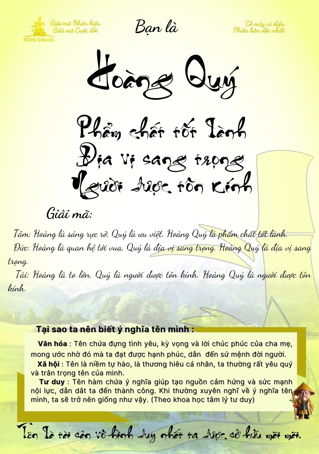 Giải mã ý nghĩa tên Hoàng Quý