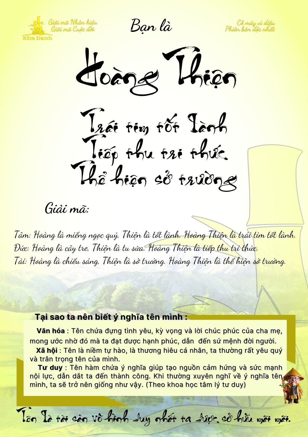 Giải mã ý nghĩa tên Hoàng Thiện