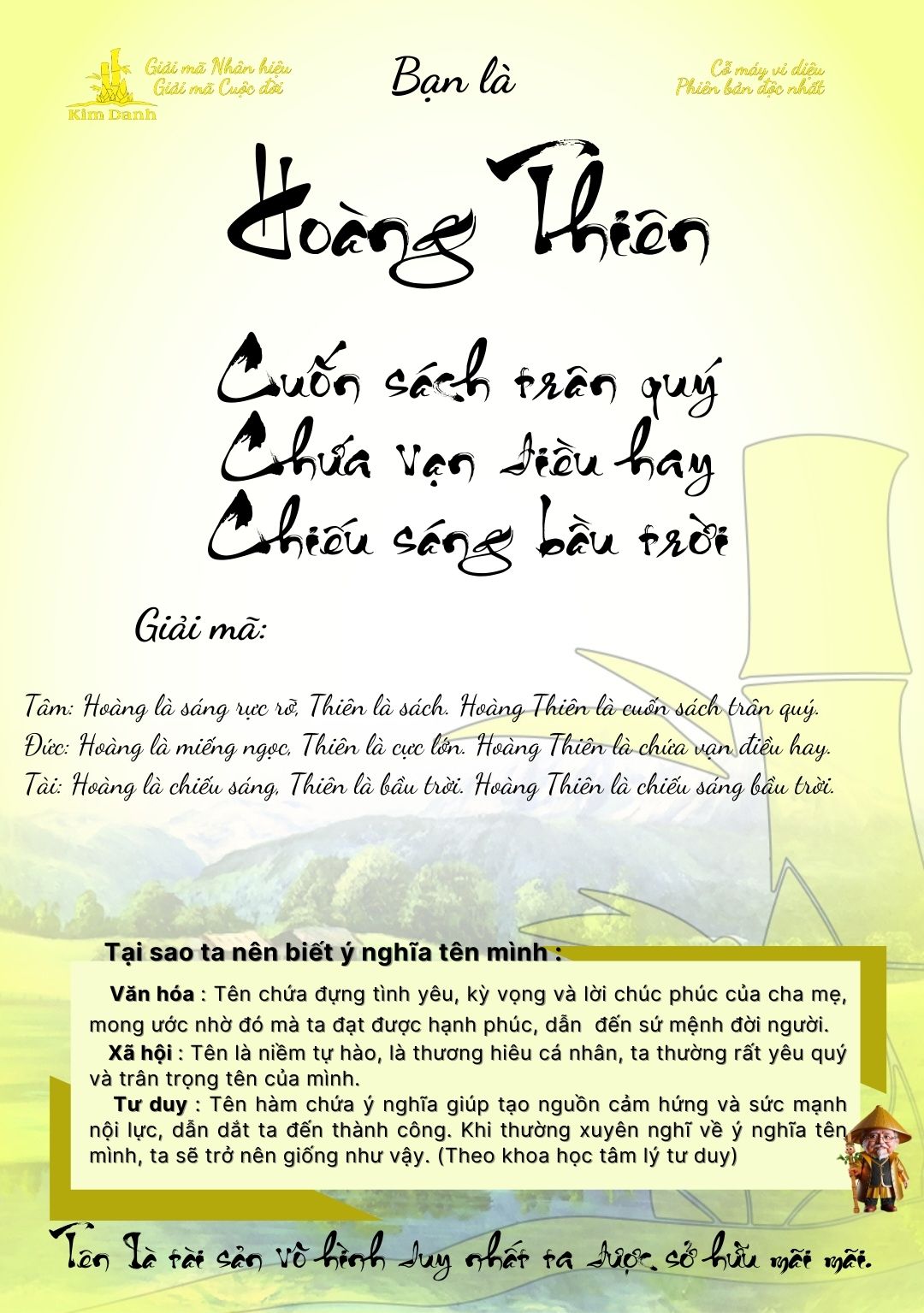 Giải mã ý nghĩa tên Hoàng Thiên