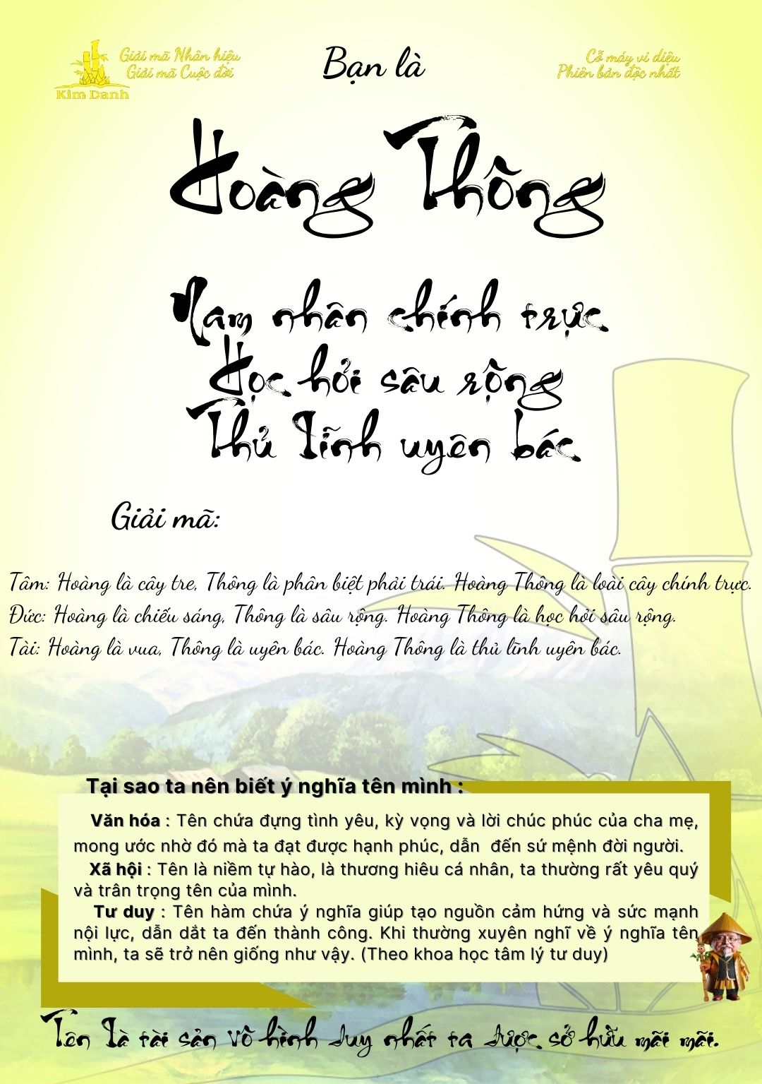 Giải mã ý nghĩa tên Hoàng Thông