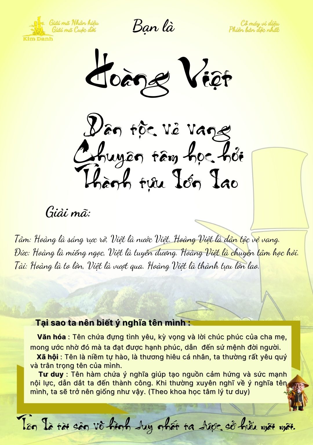 Giải mã ý nghĩa tên Hoàng Việt