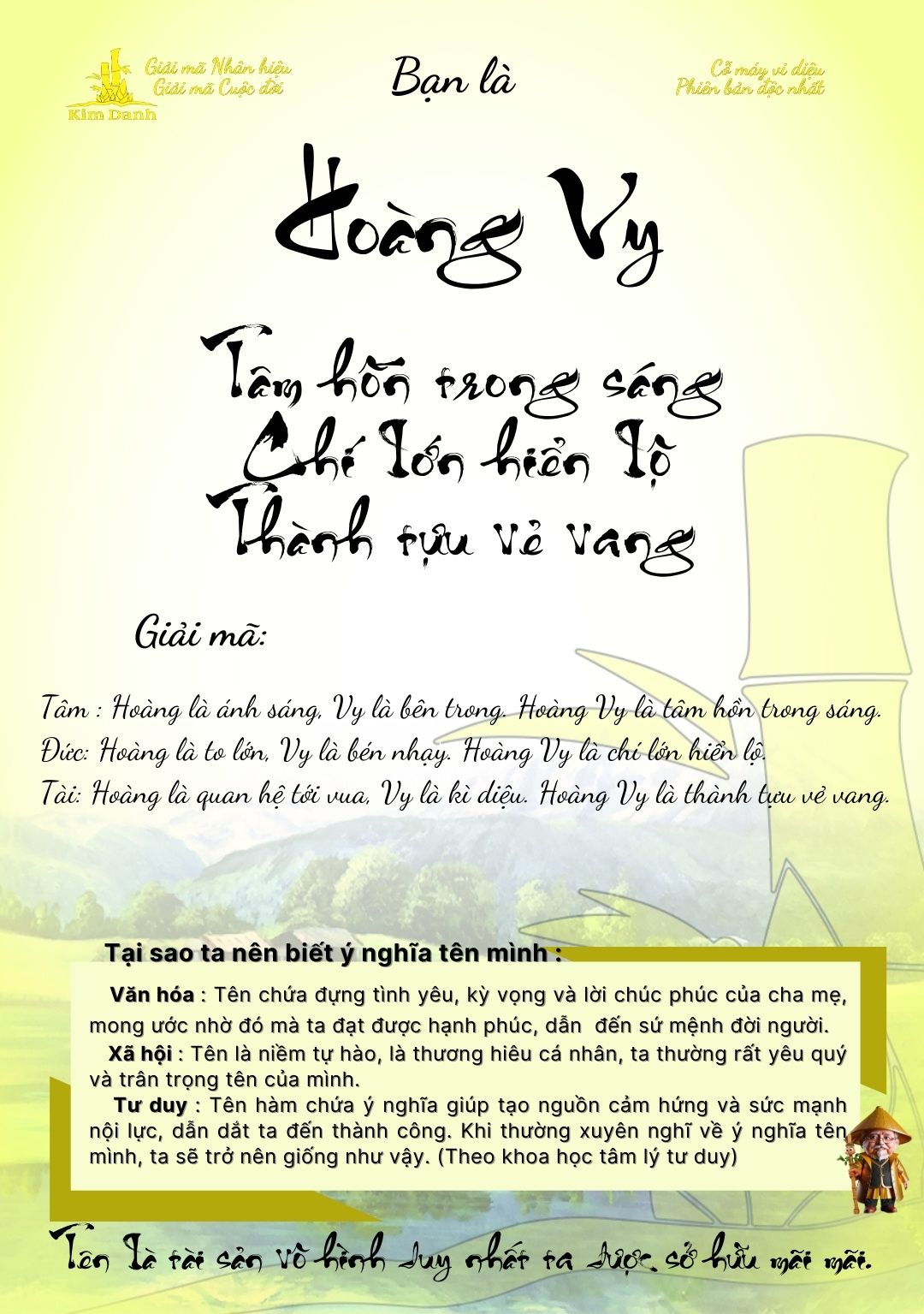 Giải mã ý nghĩa tên Hoàng Vy