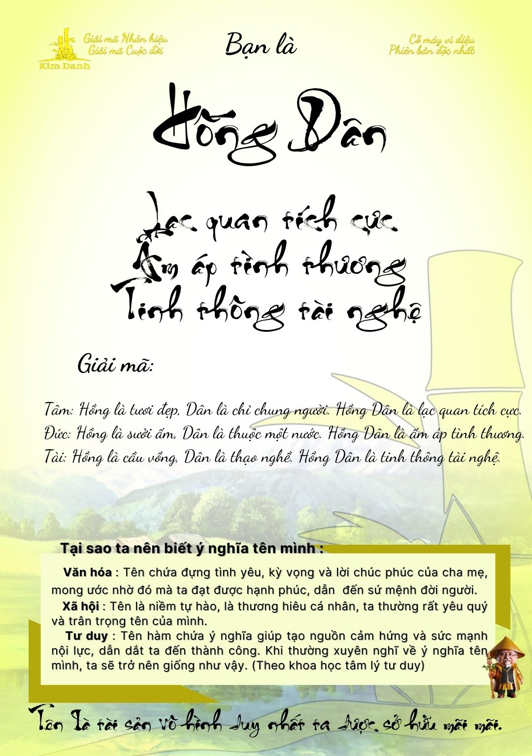 Giải mã ý nghĩa tên Hồng Dân