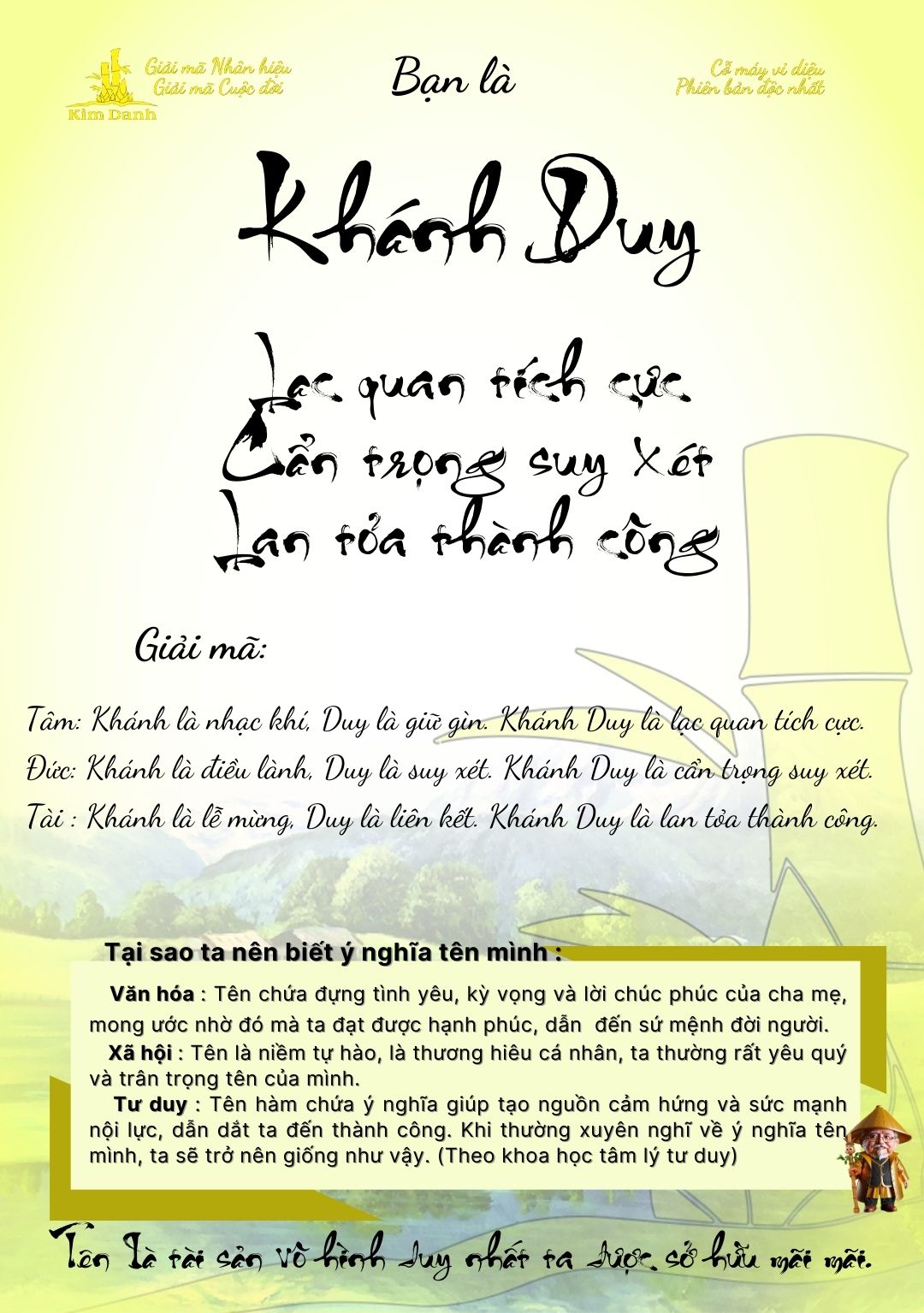 Giải mã ý nghĩa tên Khánh Duy