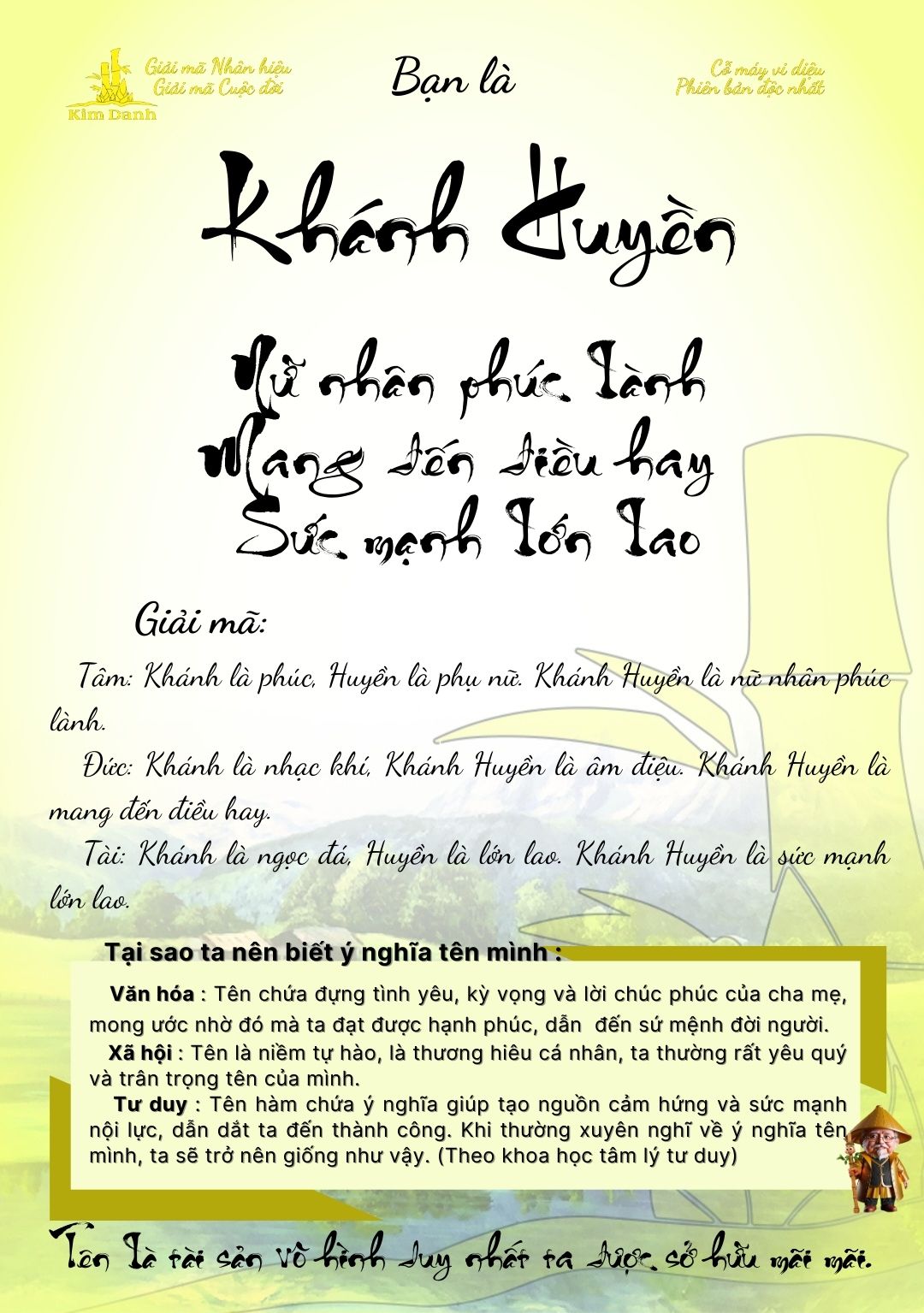 Giải mã ý nghĩa tên Khánh Huyền