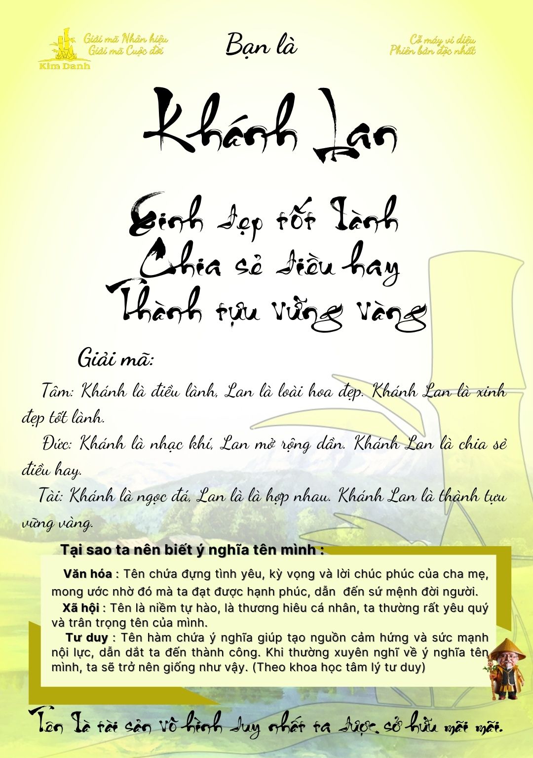 Giải mã ý nghĩa tên Khánh Lan