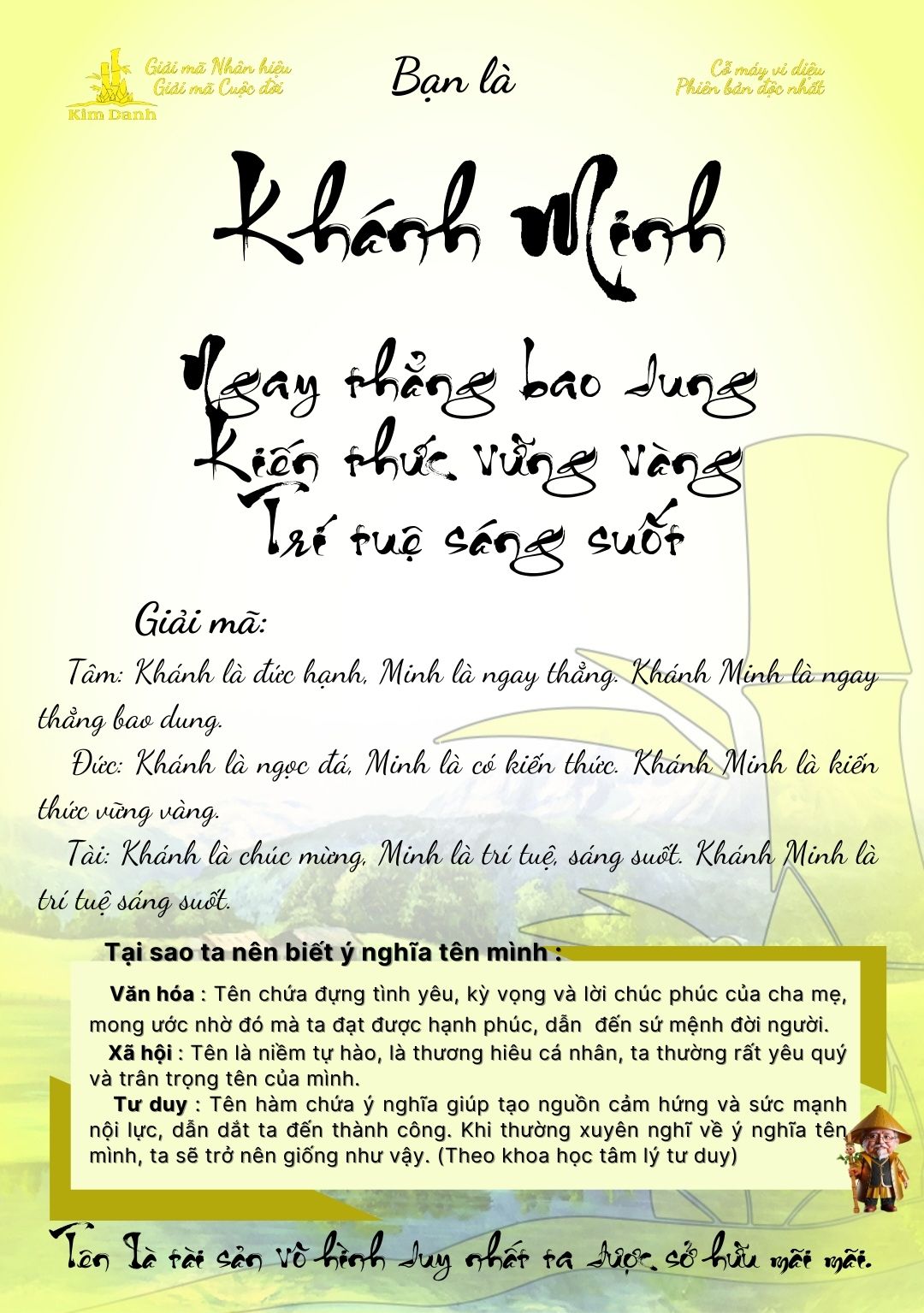 Giải mã ý nghĩa tên Khánh Minh