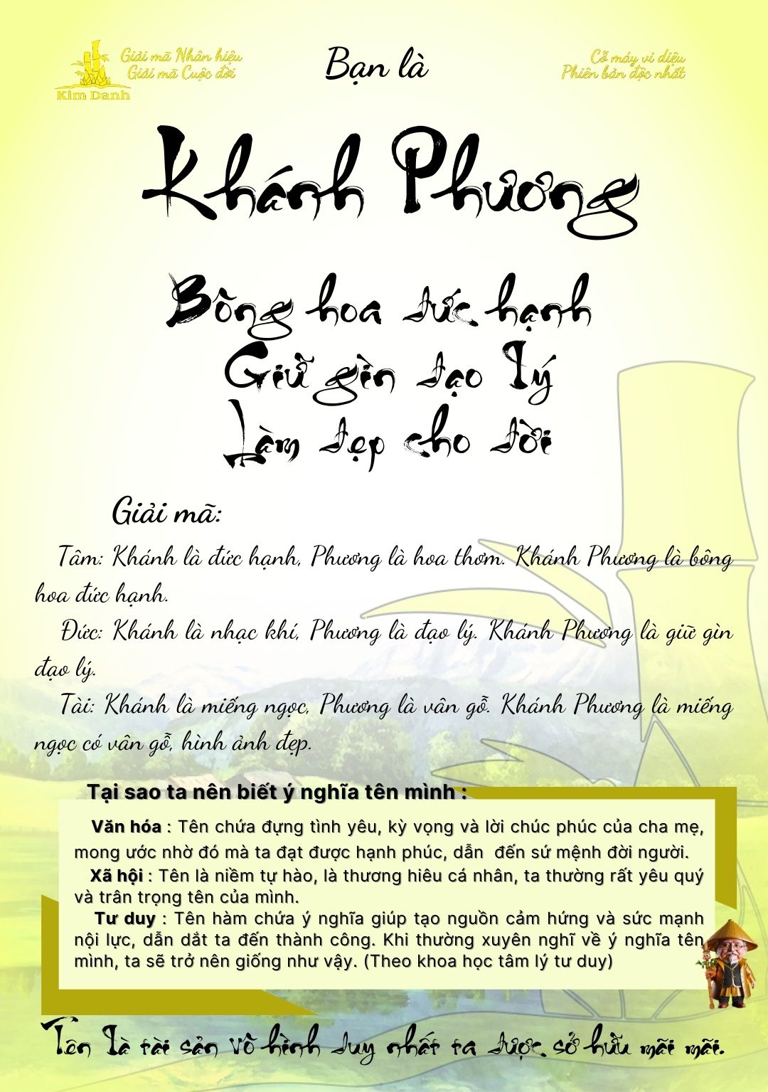 Giải mã ý nghĩa tên Khánh Phuơng
