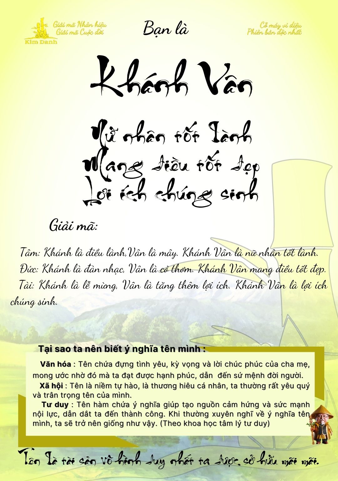 Giải mã ý nghĩa tên Khánh Vân