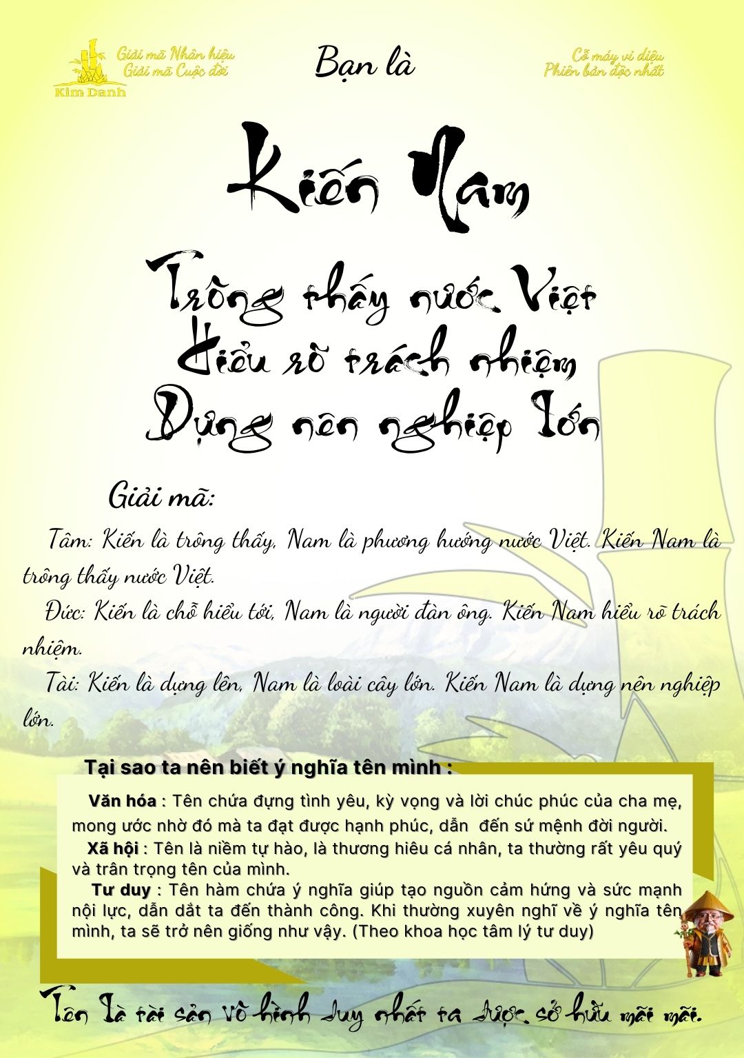 Giải mã ý nghĩa tên Kiến Nam