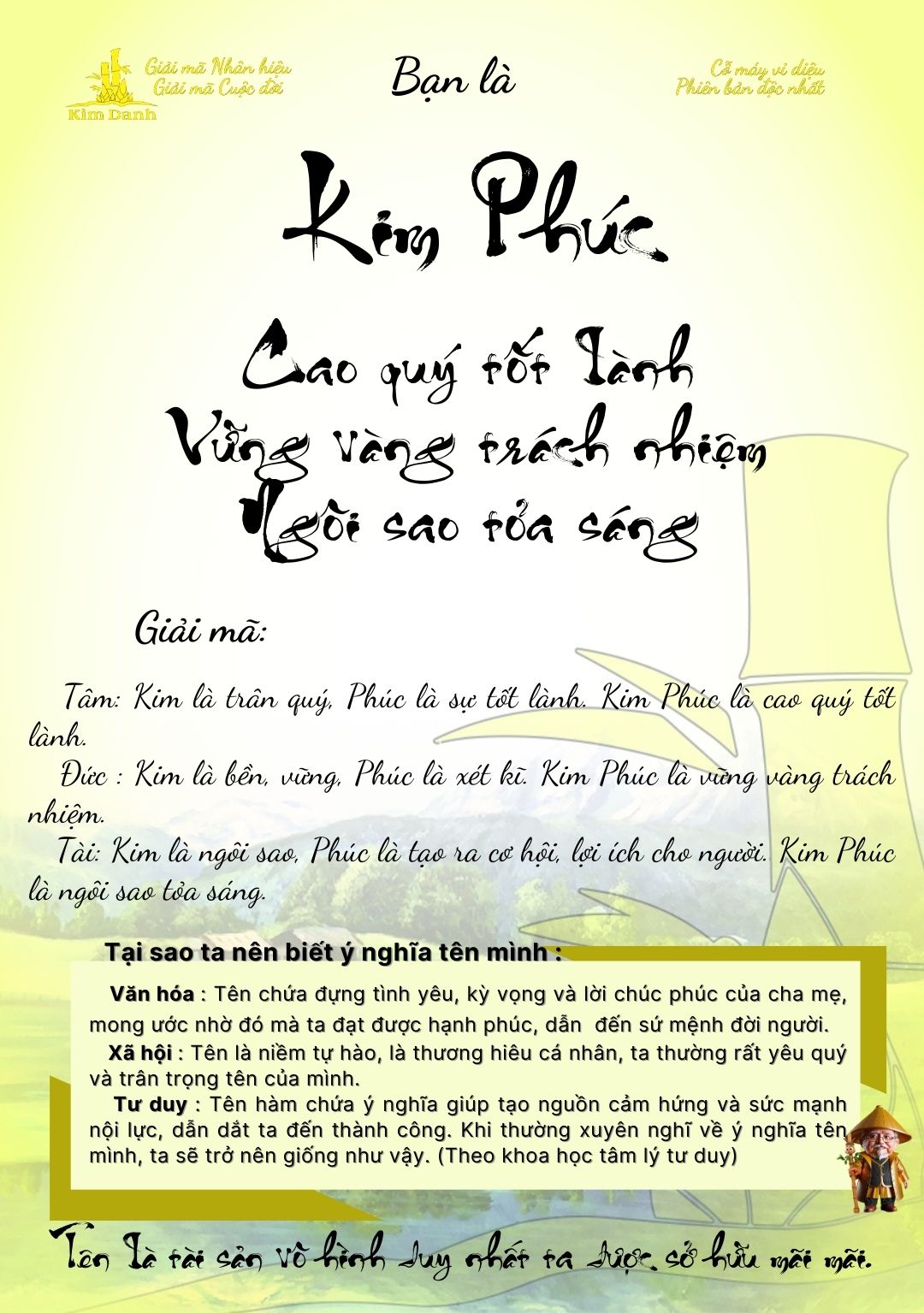 Giải mã ý nghĩa tên Kim Phúc