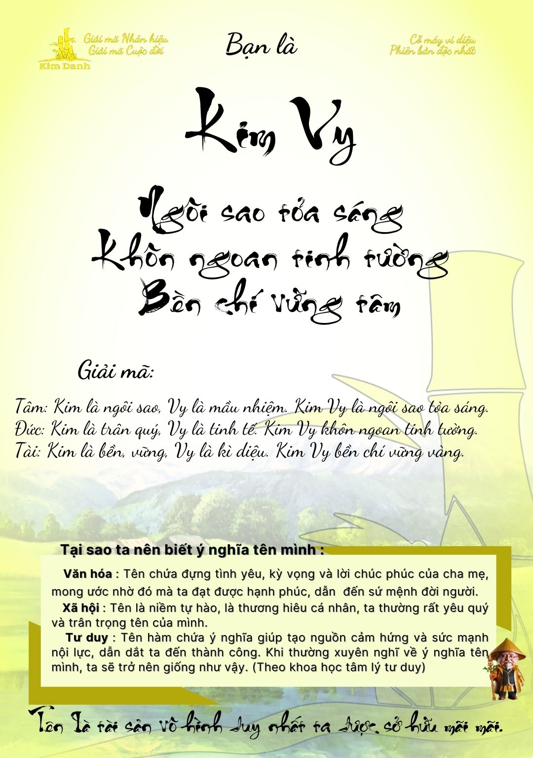 Giải mã ý nghĩa tên Kim Vy