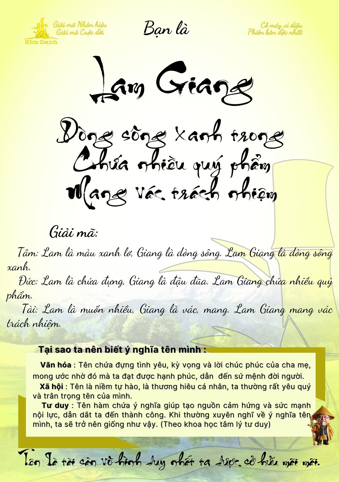 Giải mã ý nghĩa tên Lam Giang