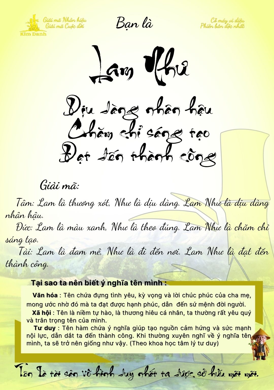 Giải mã ý nghĩa tên Lam Như