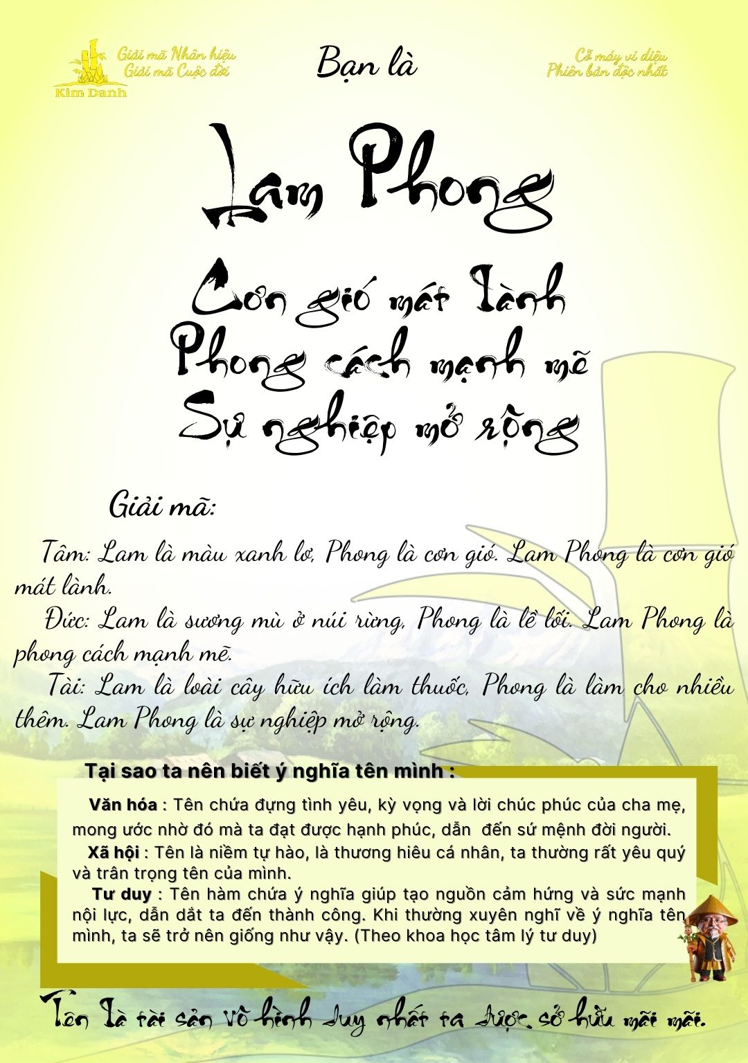 Giải mã ý nghĩa tên Lam Phong