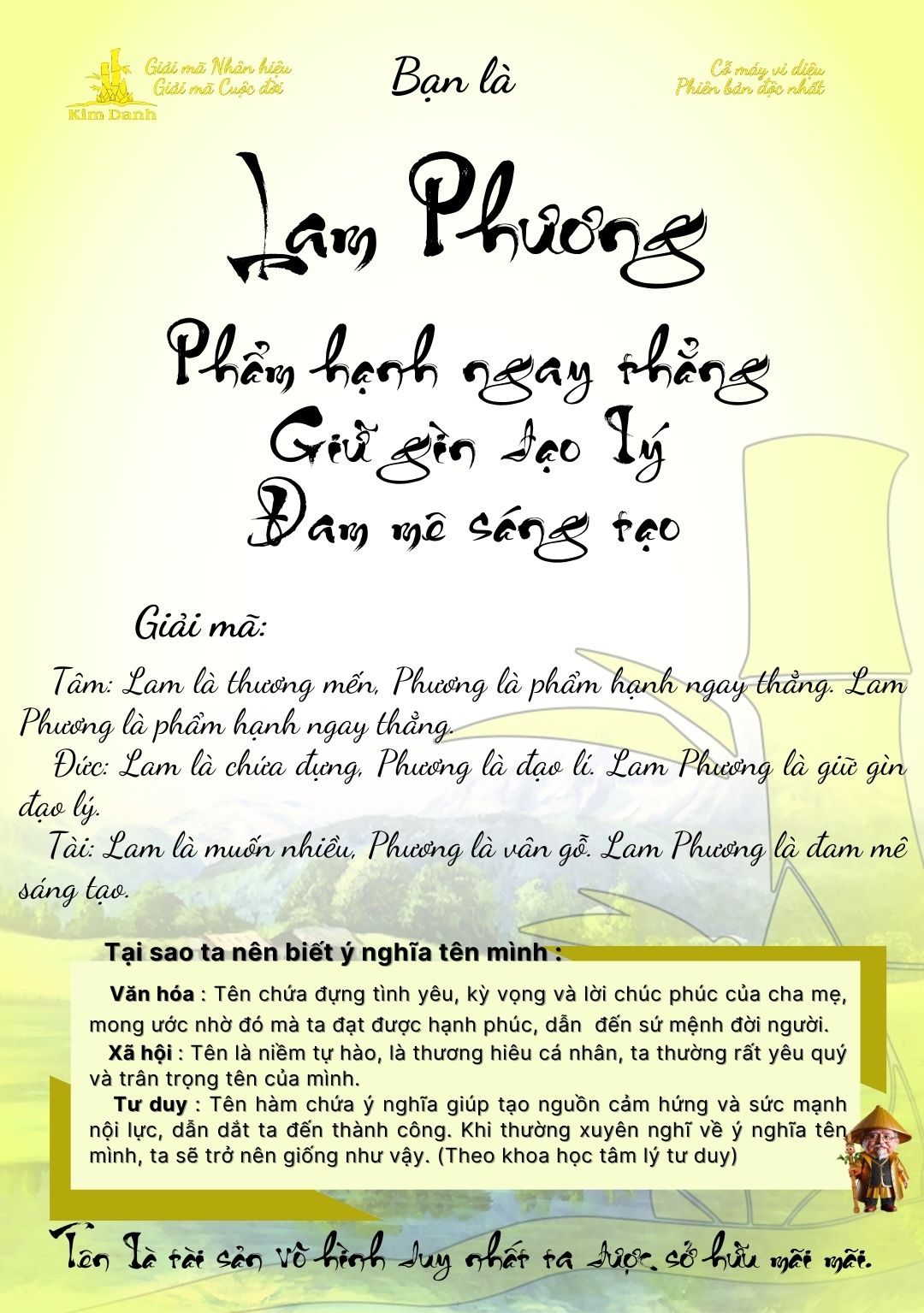 Giải mã ý nghĩa tên Lam Phương