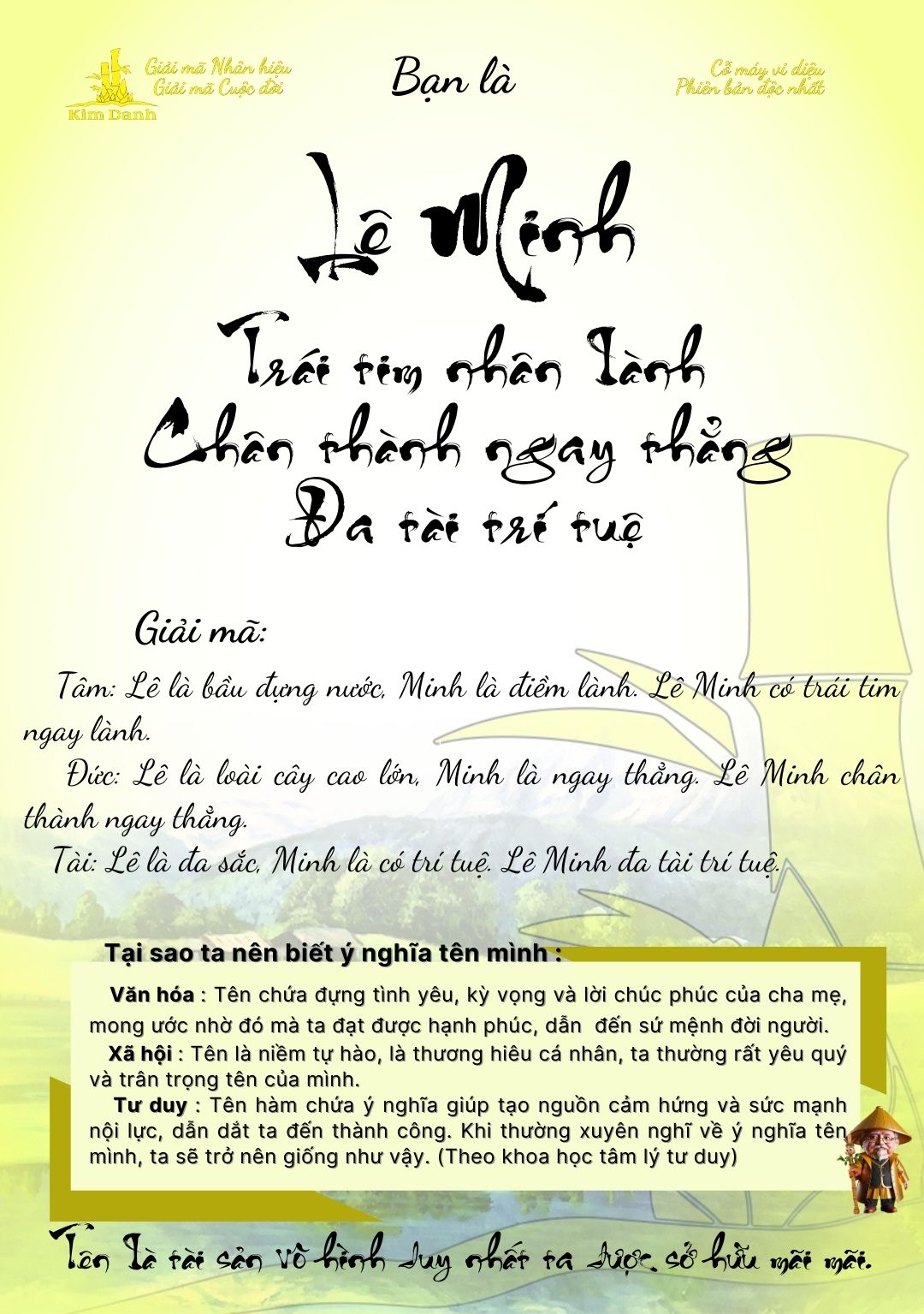 Giải mã ý nghĩa tên Lê Minh