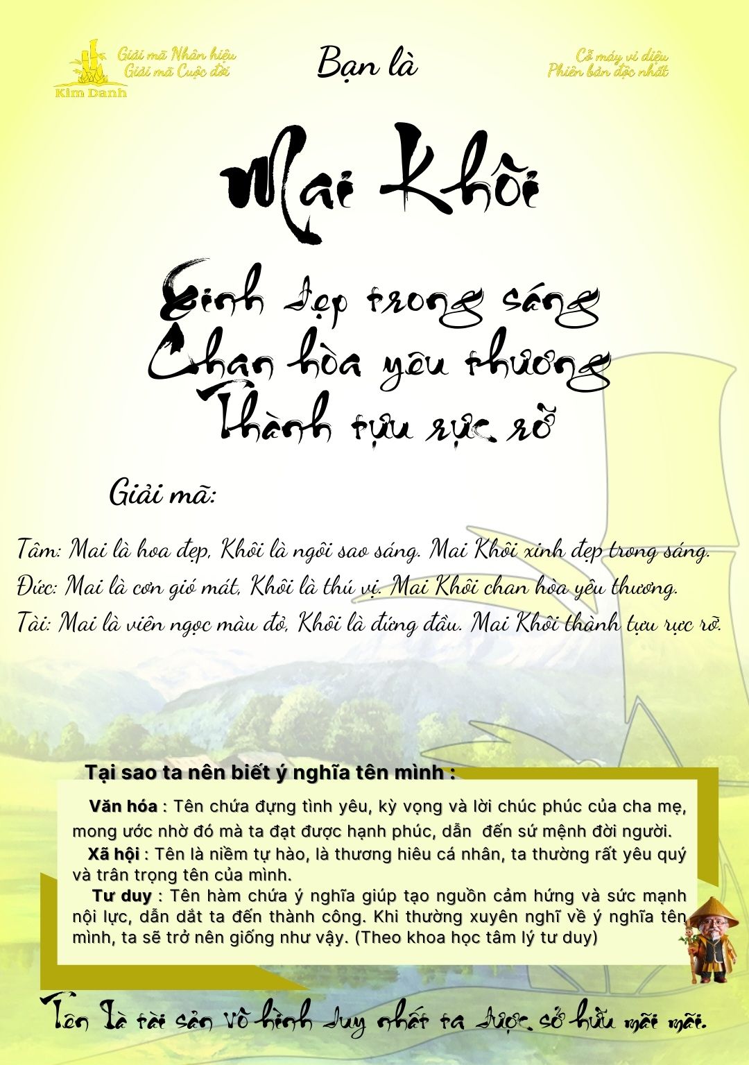 Giải mã ý nghĩa tên Mai Khôi