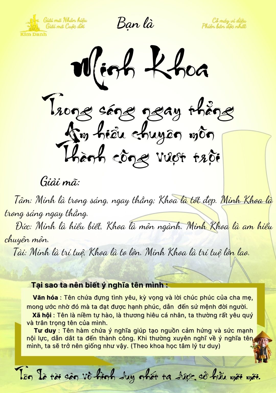 Giải mã ý nghĩa tên Minh Khoa