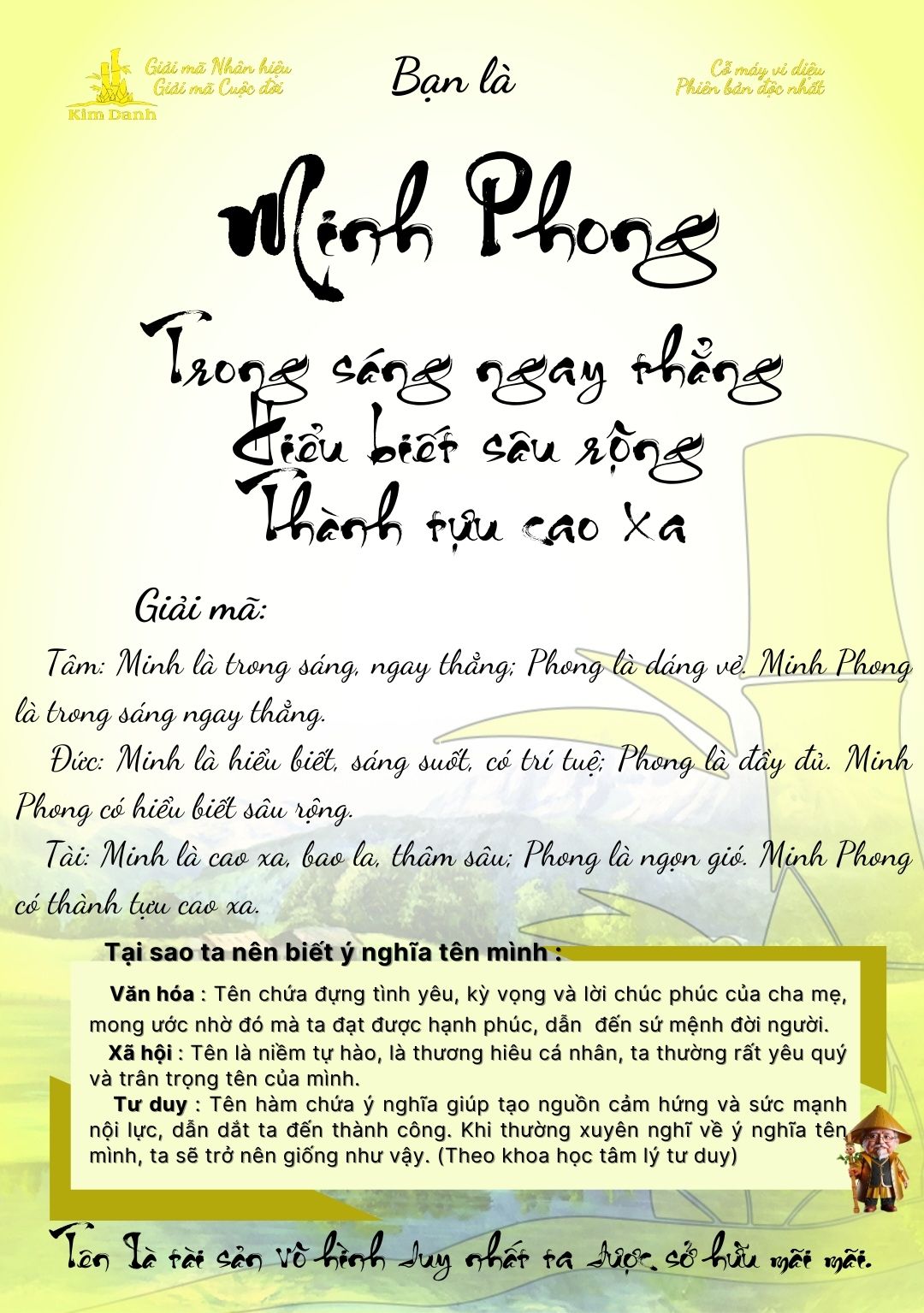 Giải mã ý nghĩa tên Minh Phong