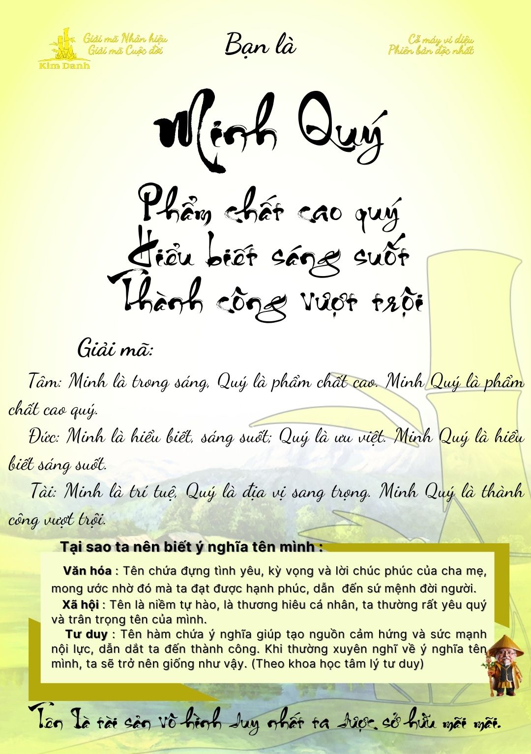 Giải mã ý nghĩa tên Minh Quý