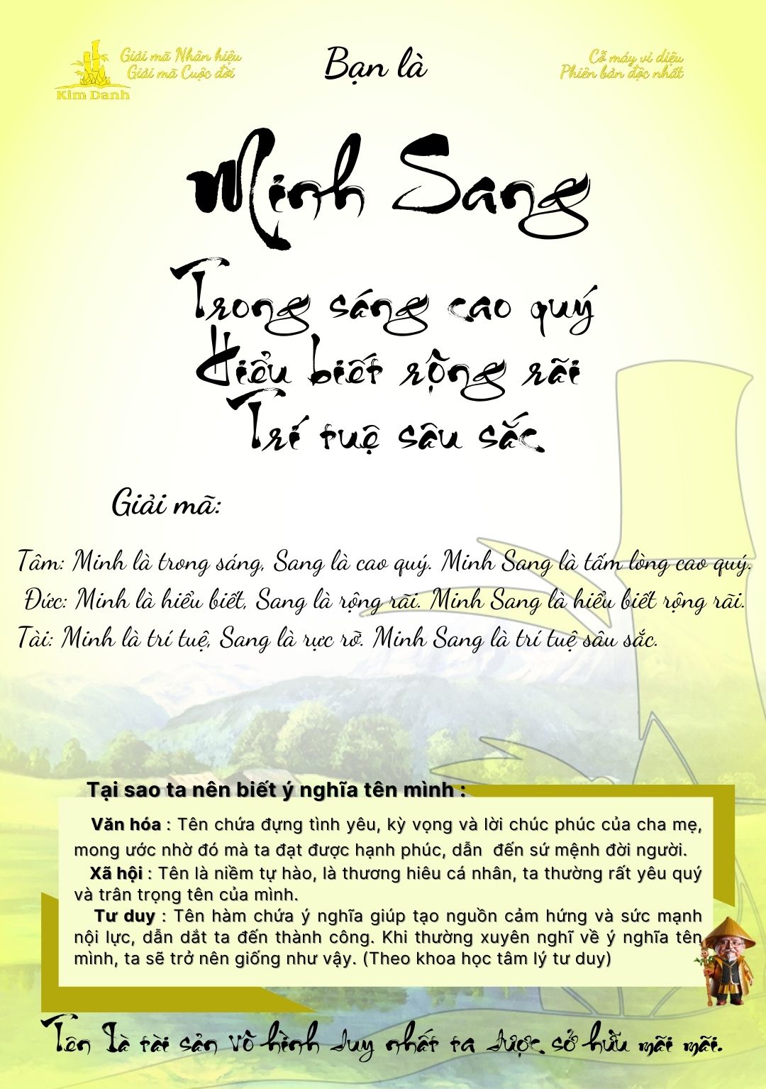 Giải mã ý nghĩa tên Minh Sang