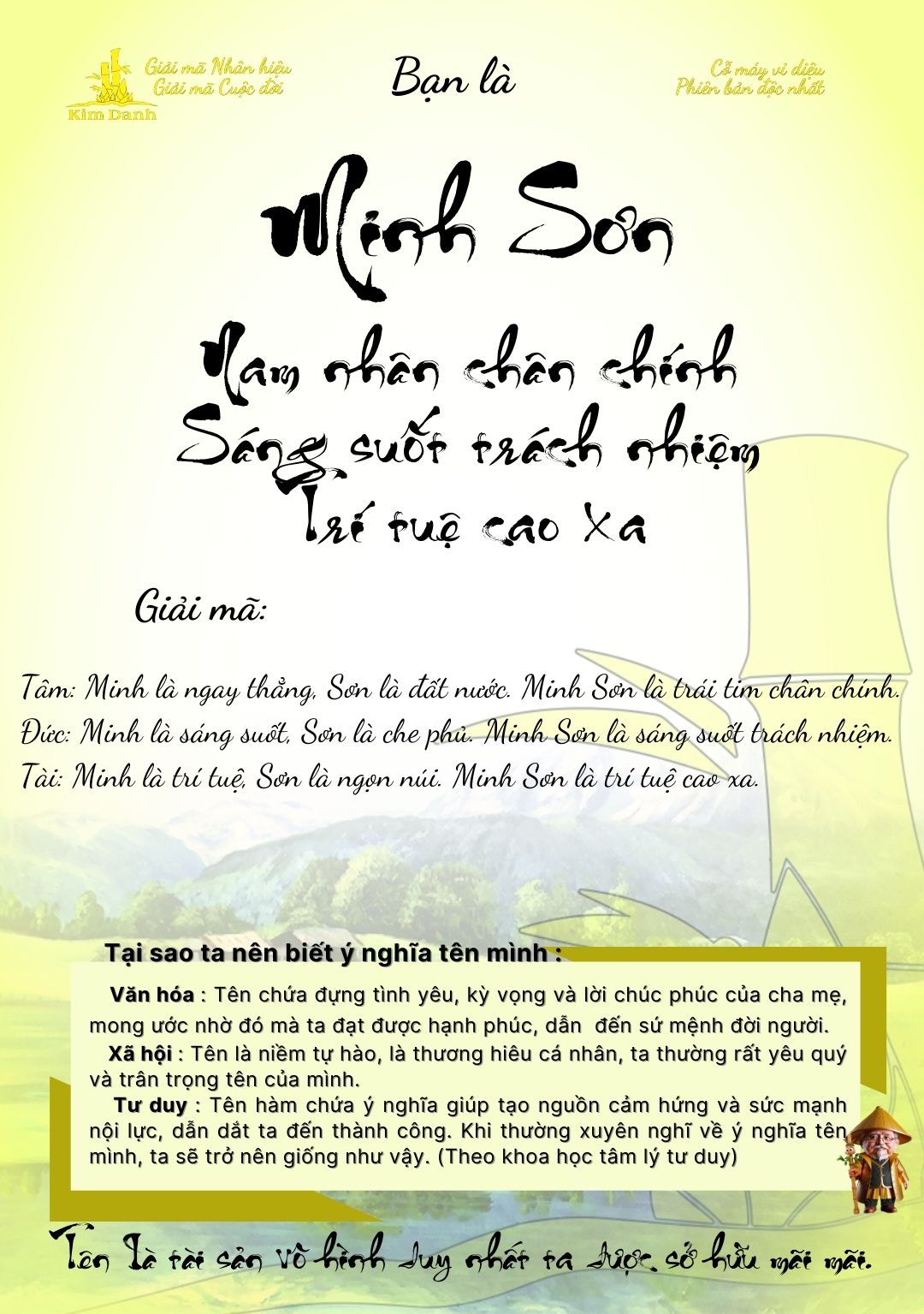 Giải mã ý nghĩa tên Minh Sơn