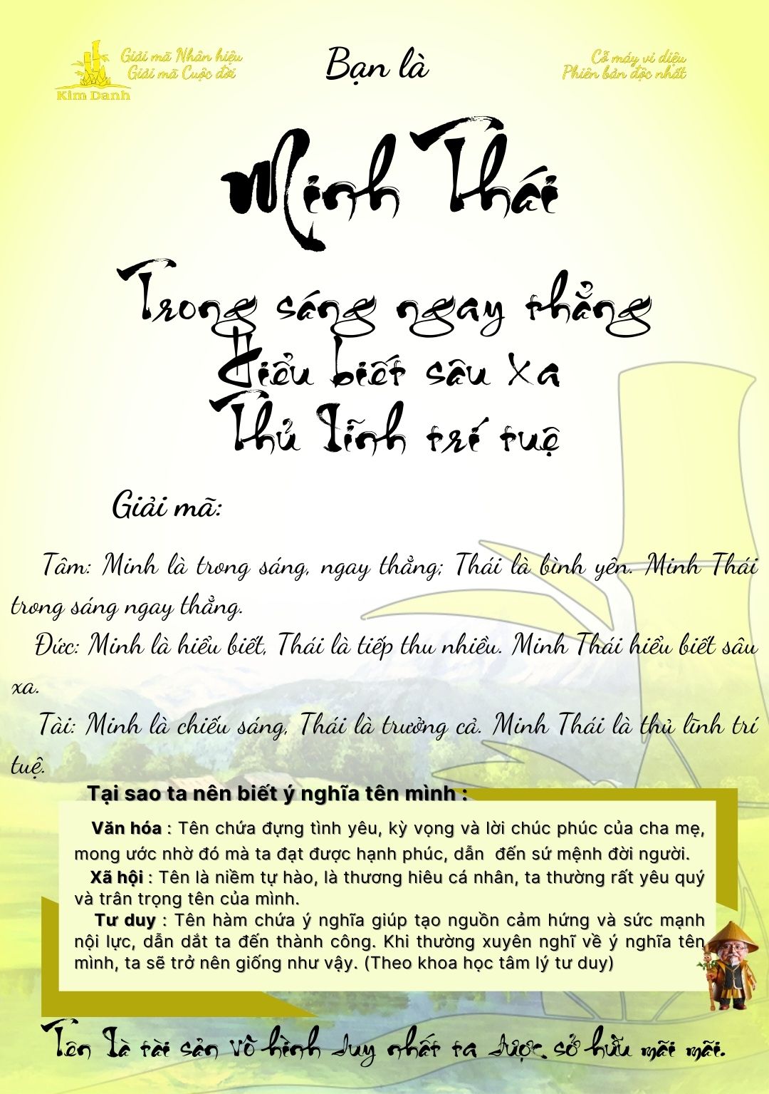 Giải mã ý nghĩa tên Minh Thái