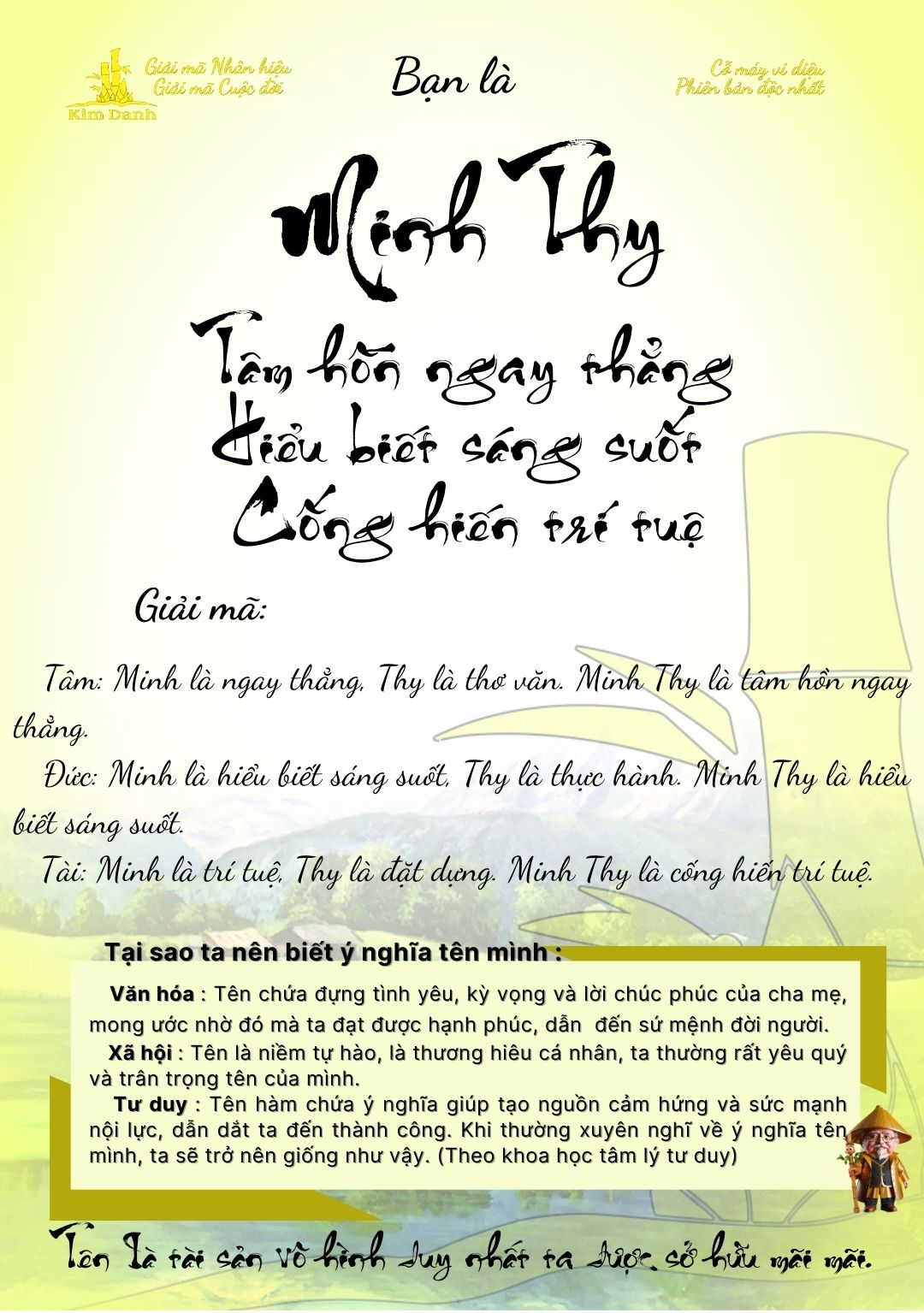 Giải mã ý nghĩa tên Minh Thy