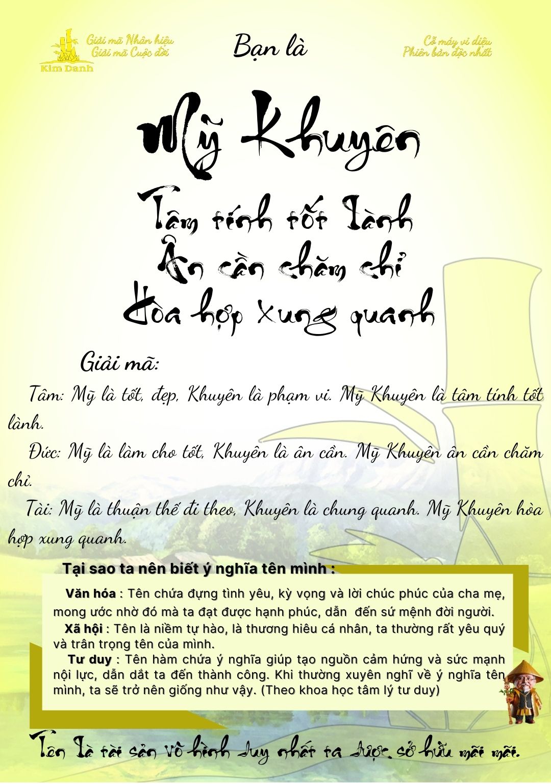 Giải mã ý nghĩa tên Mỹ Khuyên