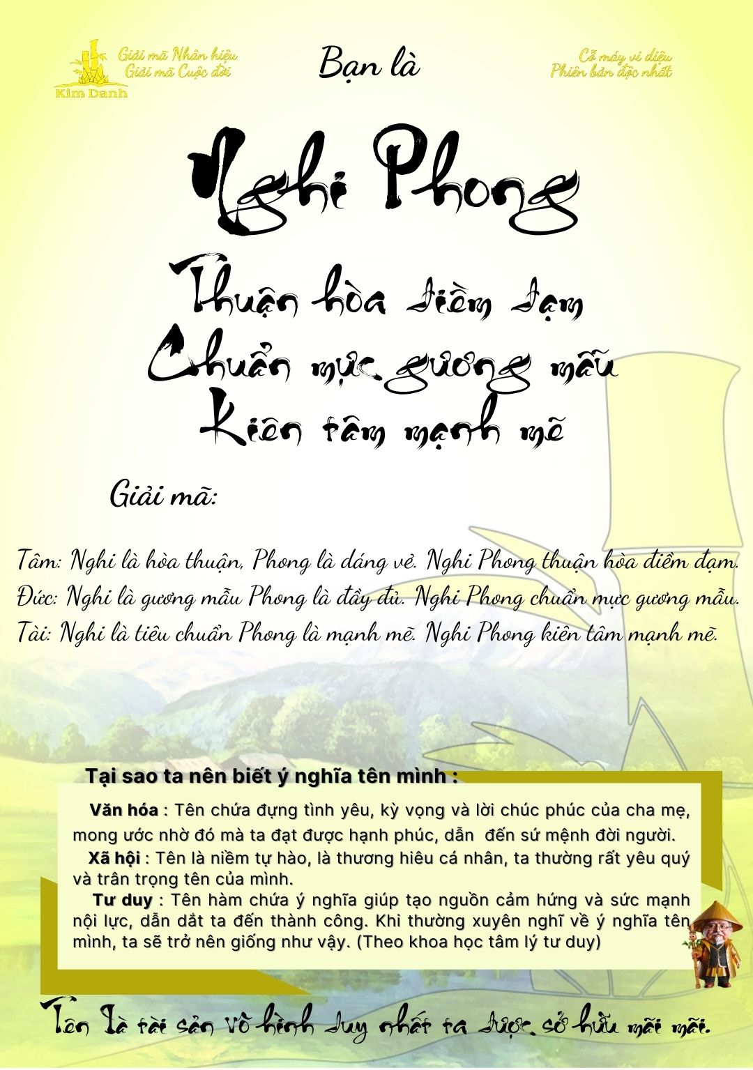 Giải mã ý nghĩa tên Nghi Phong