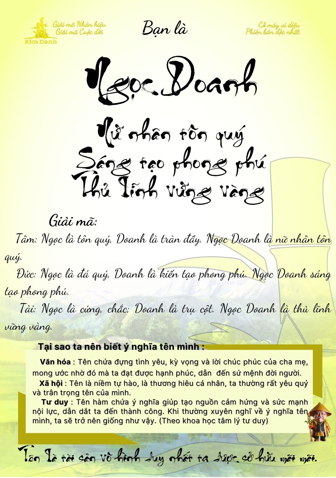 Giải mã ý nghĩa tên Ngọc Doanh