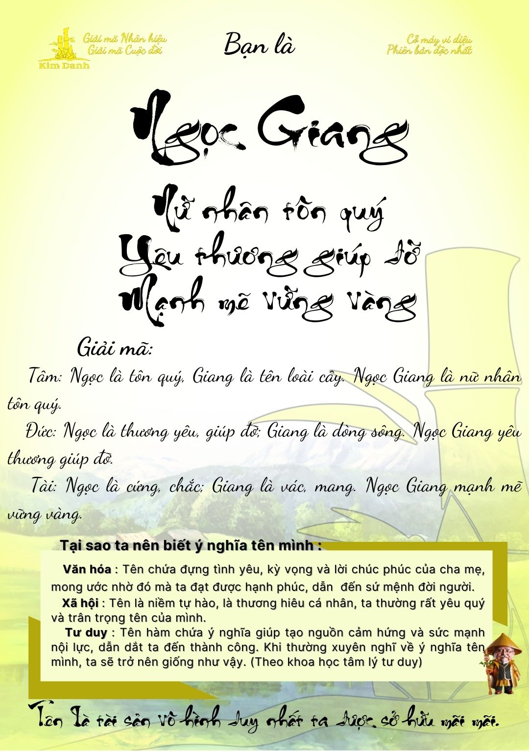 Giải mã ý nghĩa tên Ngọc Giang